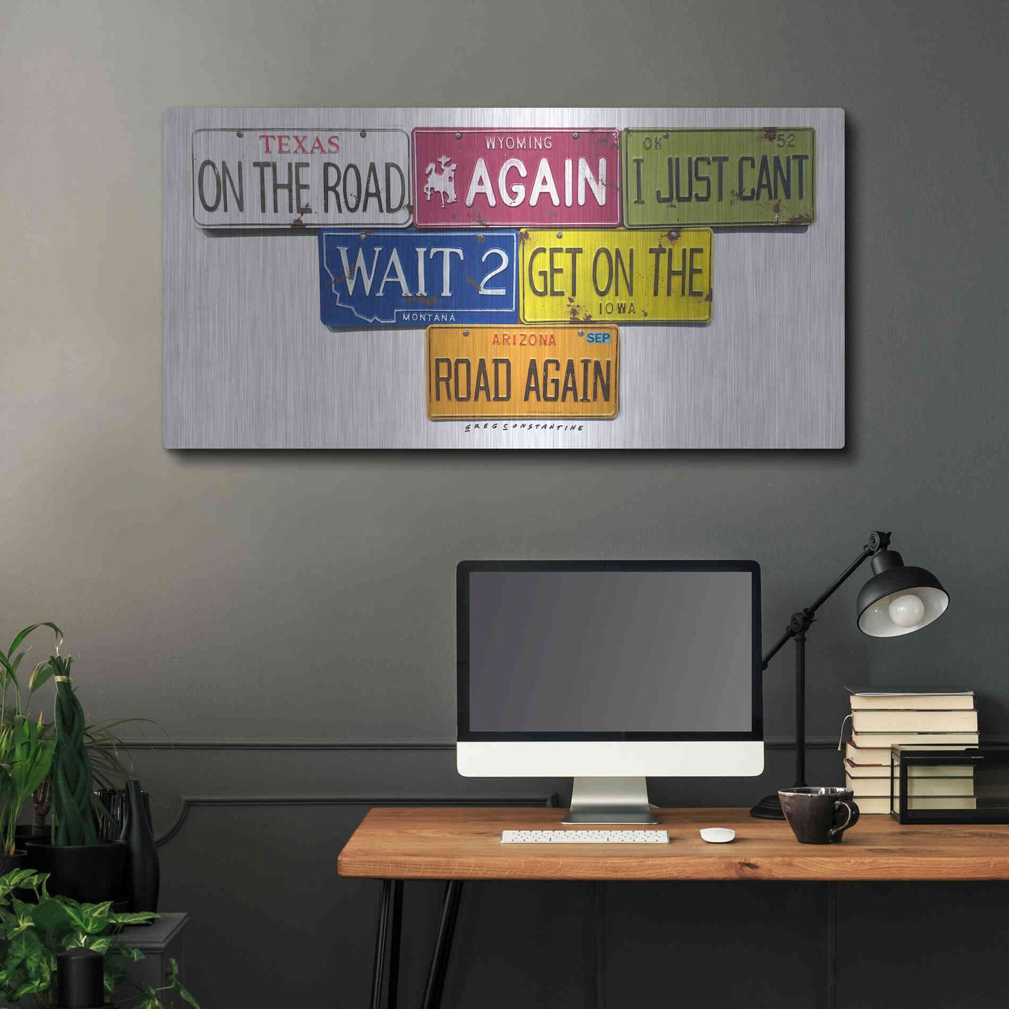 Luxe Metal Art 'On The Road Again' by Gregory Constantine, Metal Wall Art,48x24