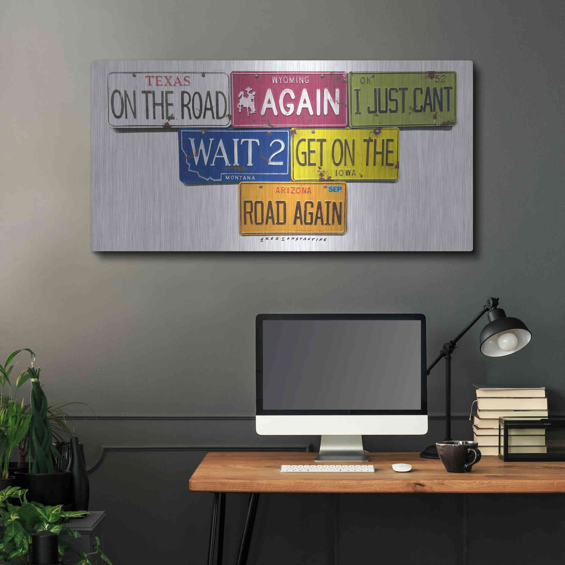 Luxe Metal Art 'On The Road Again' by Gregory Constantine, Metal Wall Art,48x24