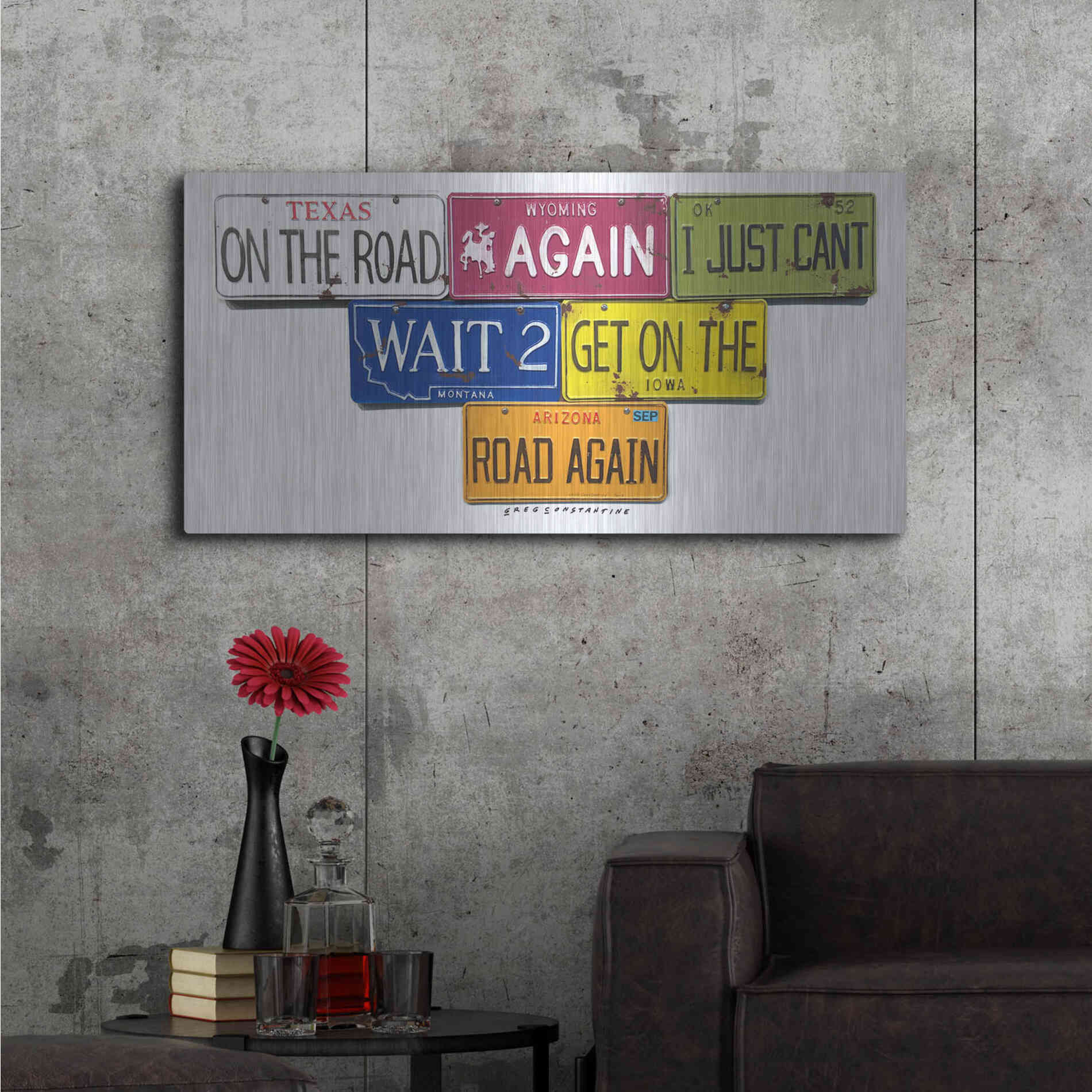 Luxe Metal Art 'On The Road Again' by Gregory Constantine, Metal Wall Art,48x24