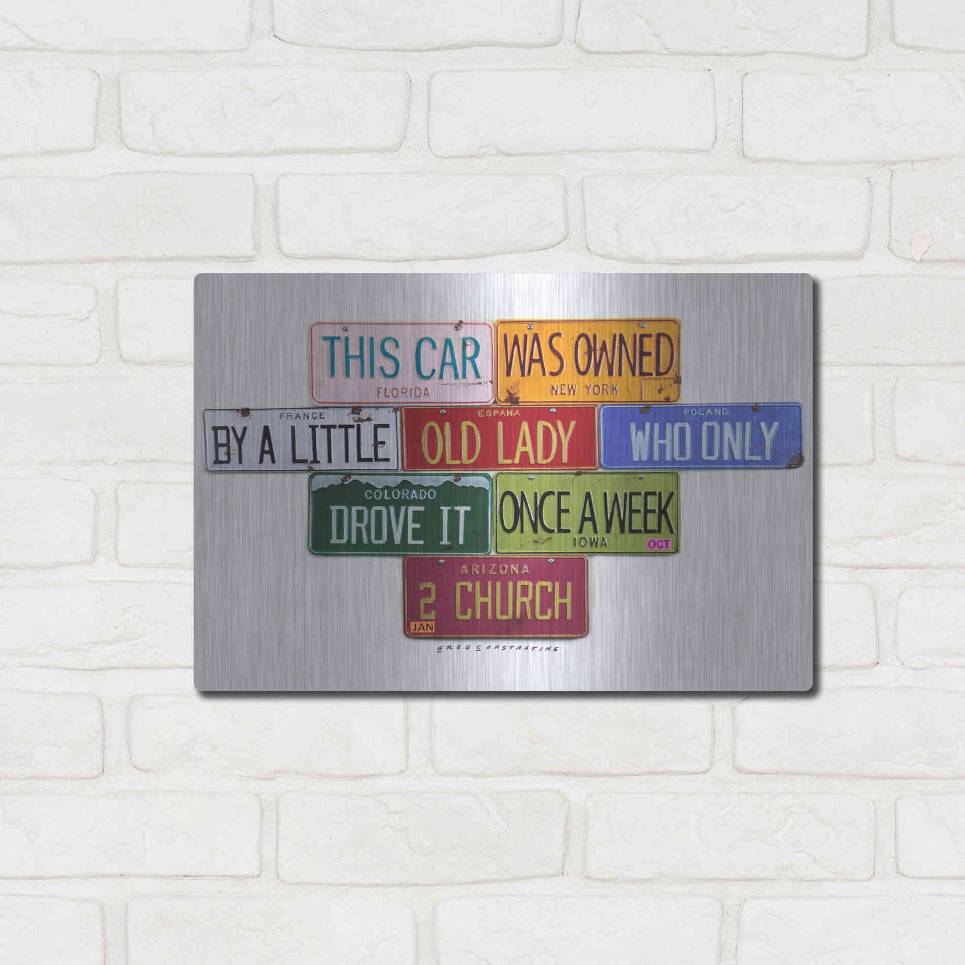Luxe Metal Art 'Little Old Lady' by Gregory Constantine, Metal Wall Art,16x12