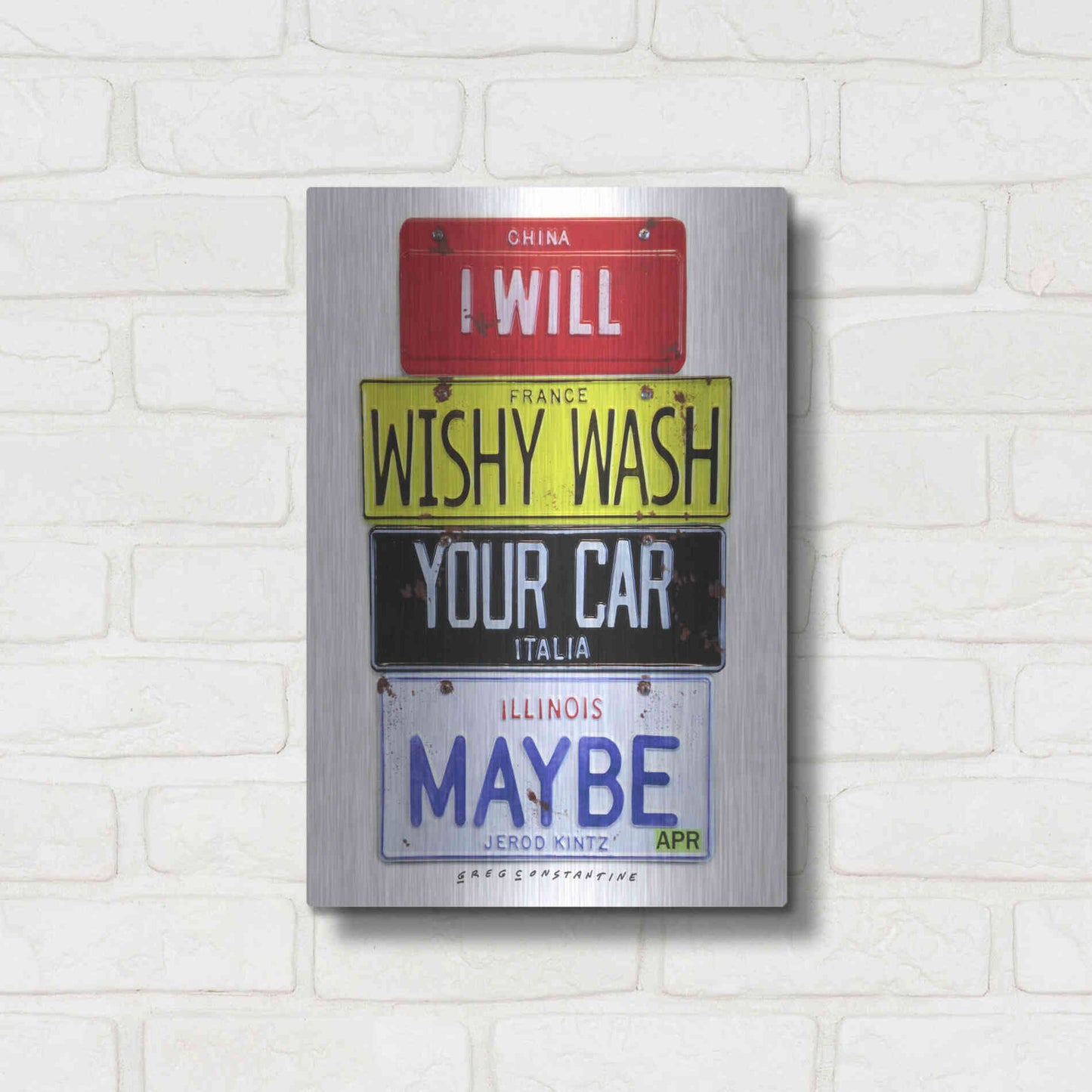 Luxe Metal Art 'Kinz Wishy Wash Your Car' by Gregory Constantine, Metal Wall Art,12x16