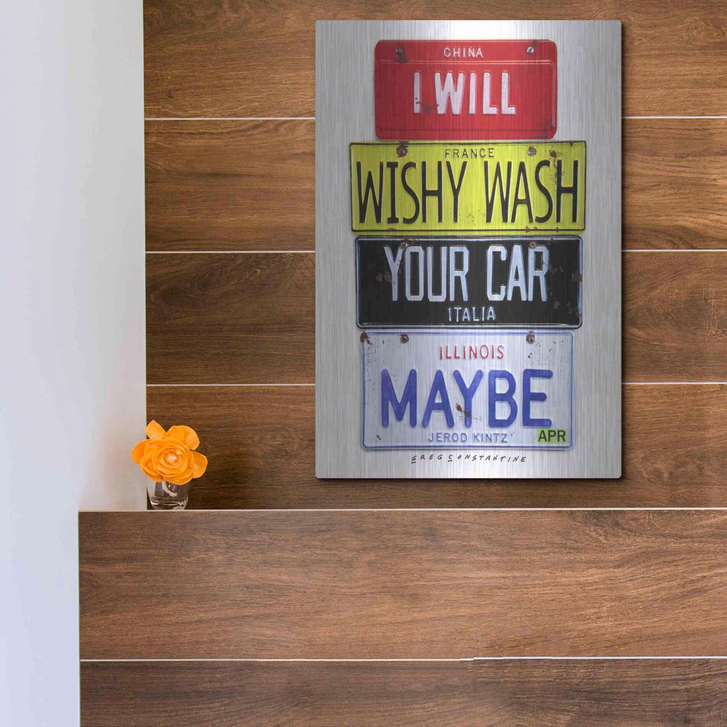 Luxe Metal Art 'Kinz Wishy Wash Your Car' by Gregory Constantine, Metal Wall Art,12x16