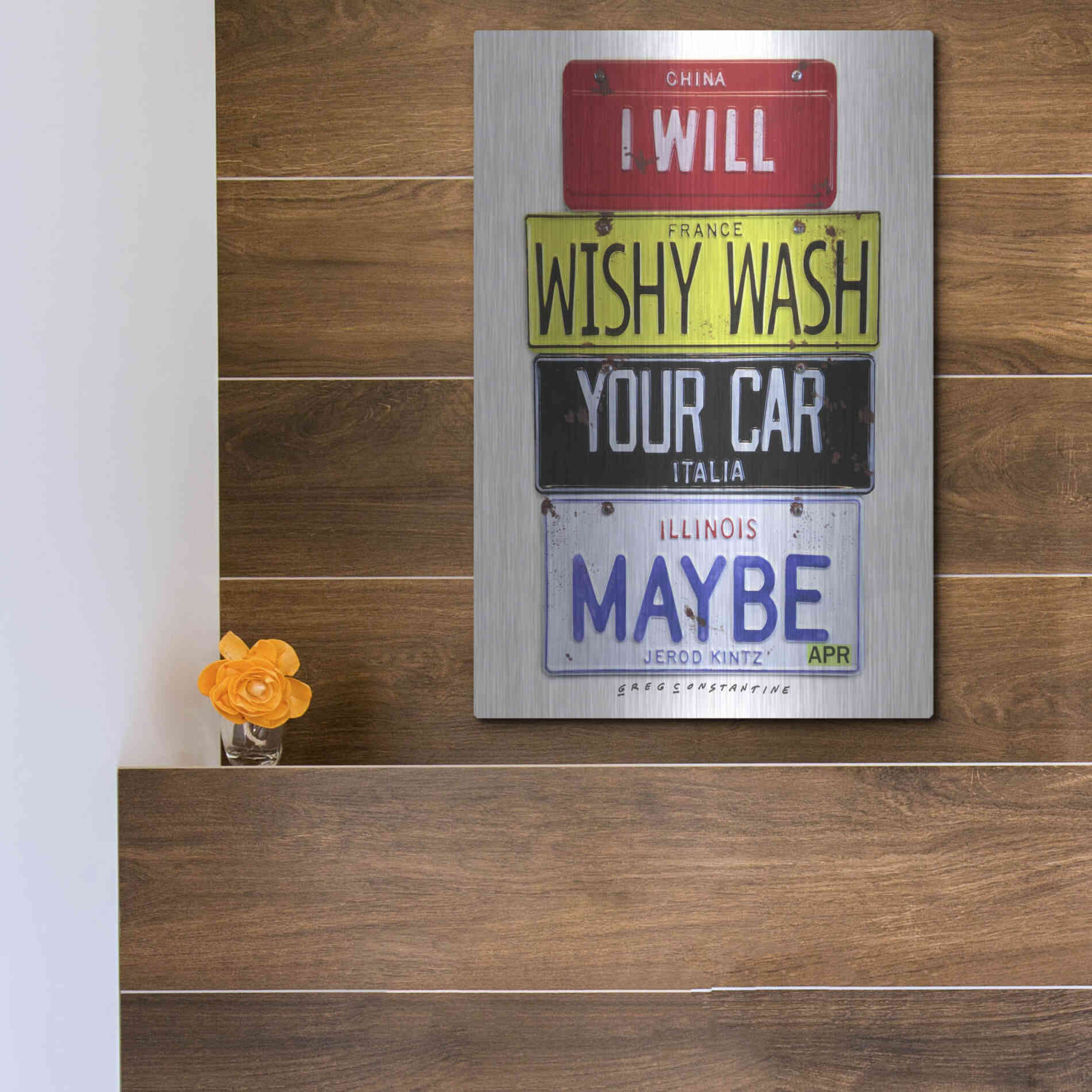 Luxe Metal Art 'Kinz Wishy Wash Your Car' by Gregory Constantine, Metal Wall Art,12x16