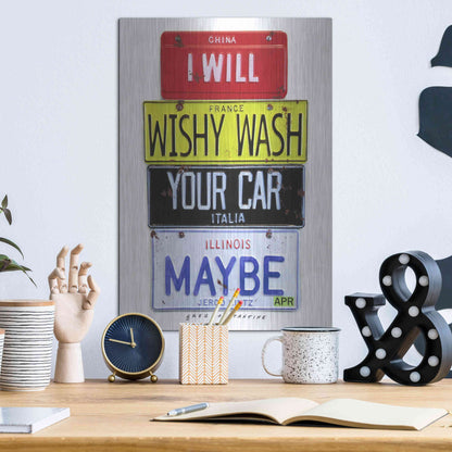 Luxe Metal Art 'Kinz Wishy Wash Your Car' by Gregory Constantine, Metal Wall Art,12x16