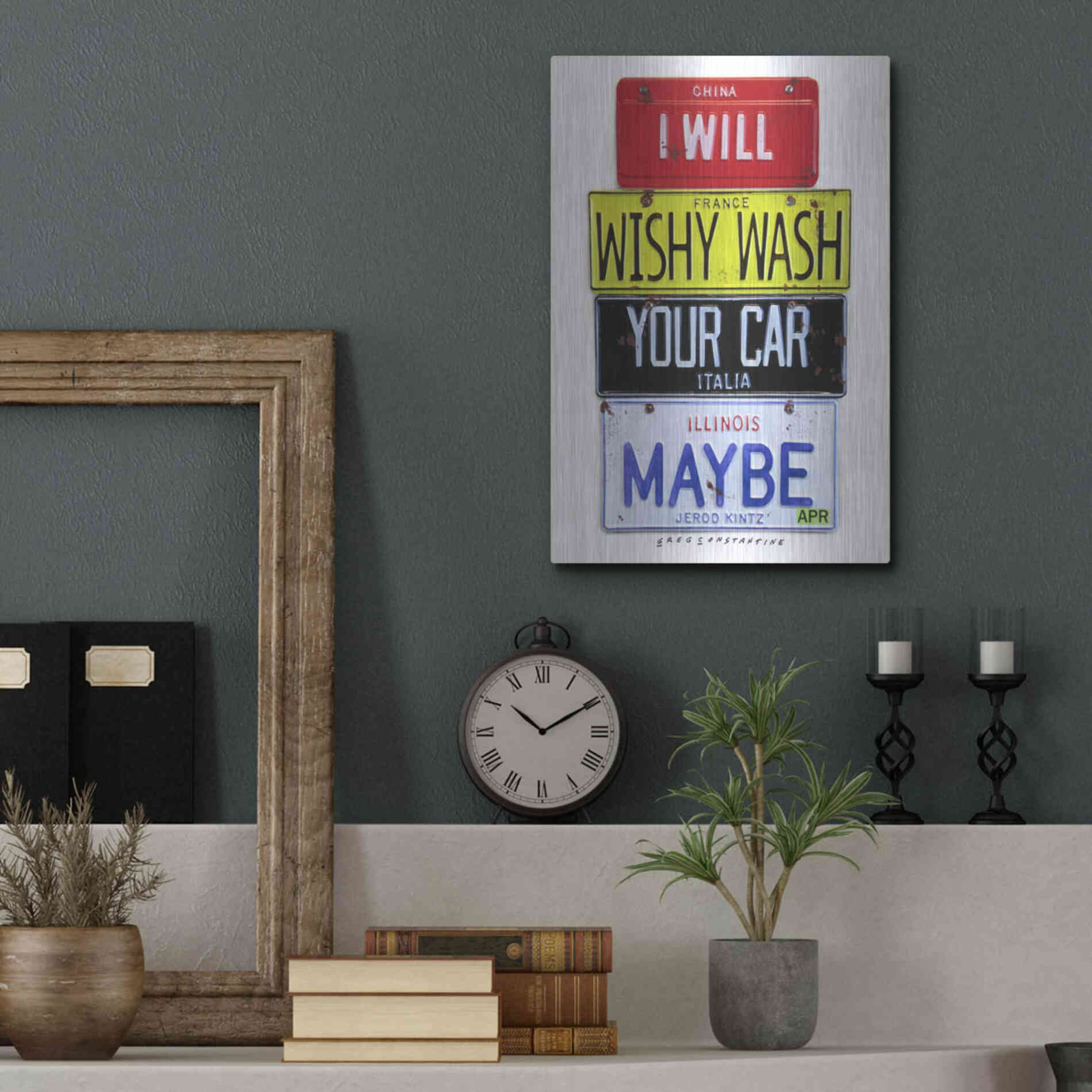 Luxe Metal Art 'Kinz Wishy Wash Your Car' by Gregory Constantine, Metal Wall Art,12x16