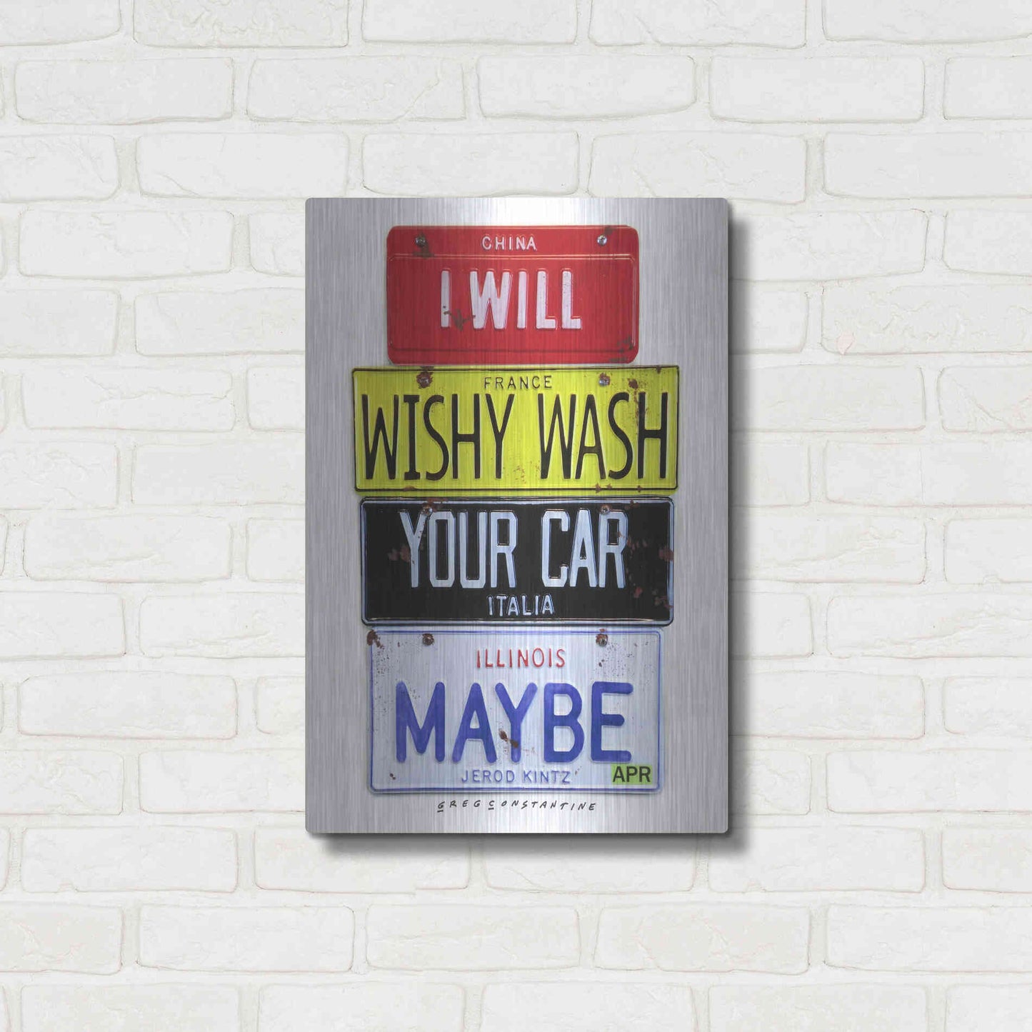 Luxe Metal Art 'Kinz Wishy Wash Your Car' by Gregory Constantine, Metal Wall Art,16x24