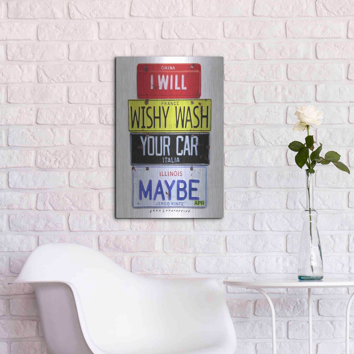 Luxe Metal Art 'Kinz Wishy Wash Your Car' by Gregory Constantine, Metal Wall Art,16x24
