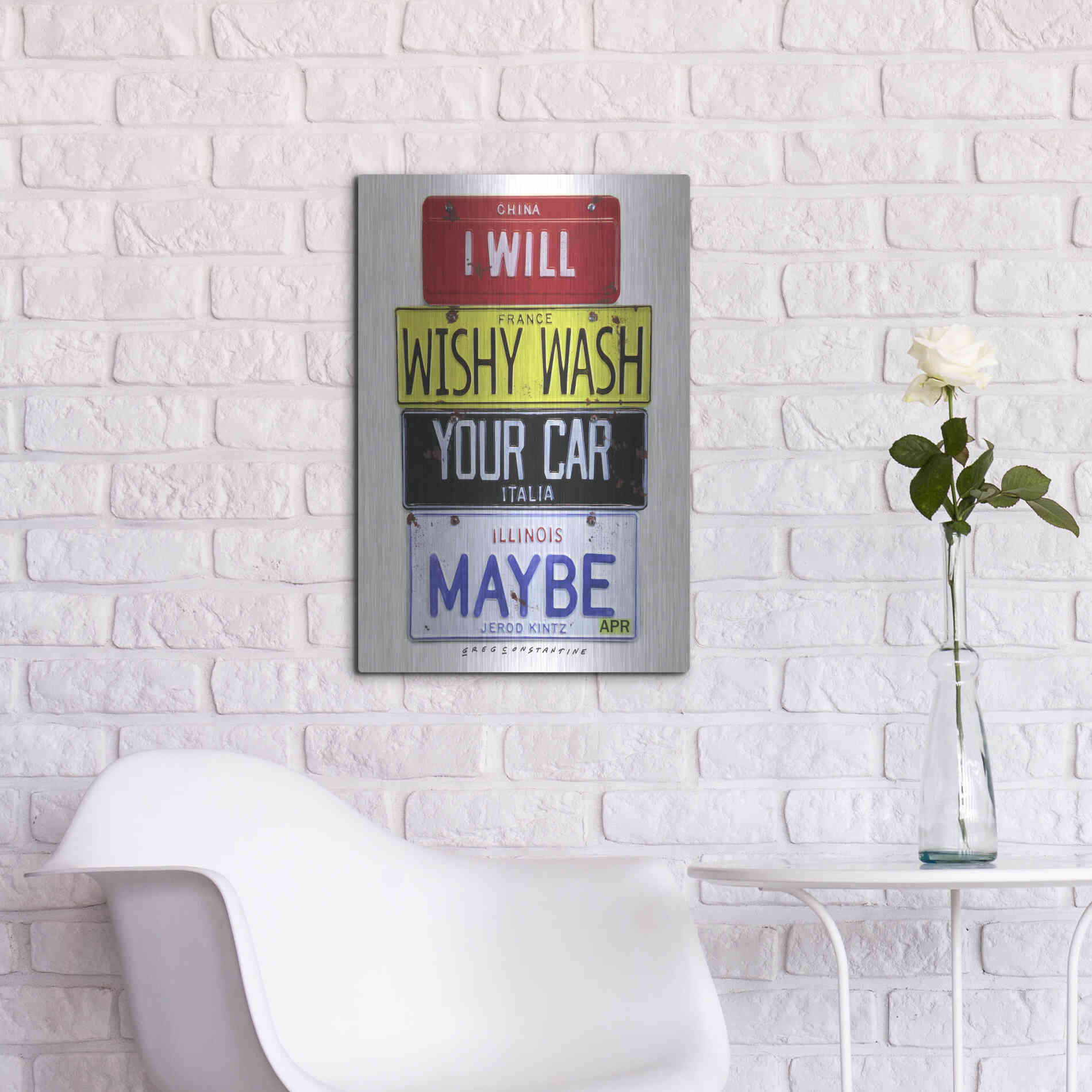 Luxe Metal Art 'Kinz Wishy Wash Your Car' by Gregory Constantine, Metal Wall Art,16x24