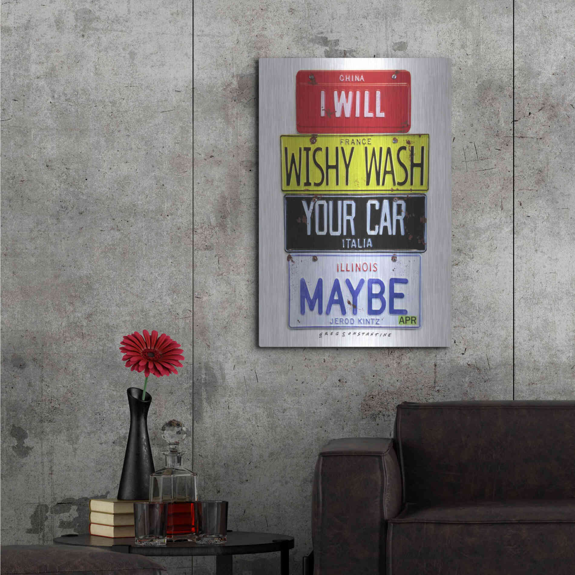 Luxe Metal Art 'Kinz Wishy Wash Your Car' by Gregory Constantine, Metal Wall Art,24x36