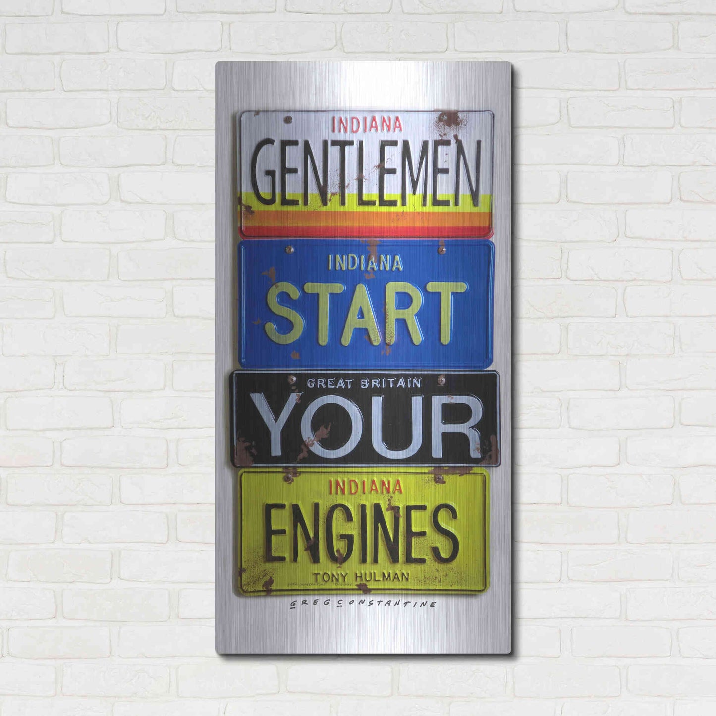Luxe Metal Art 'Hulman Start Your Engines' by Gregory Constantine, Metal Wall Art,24x48