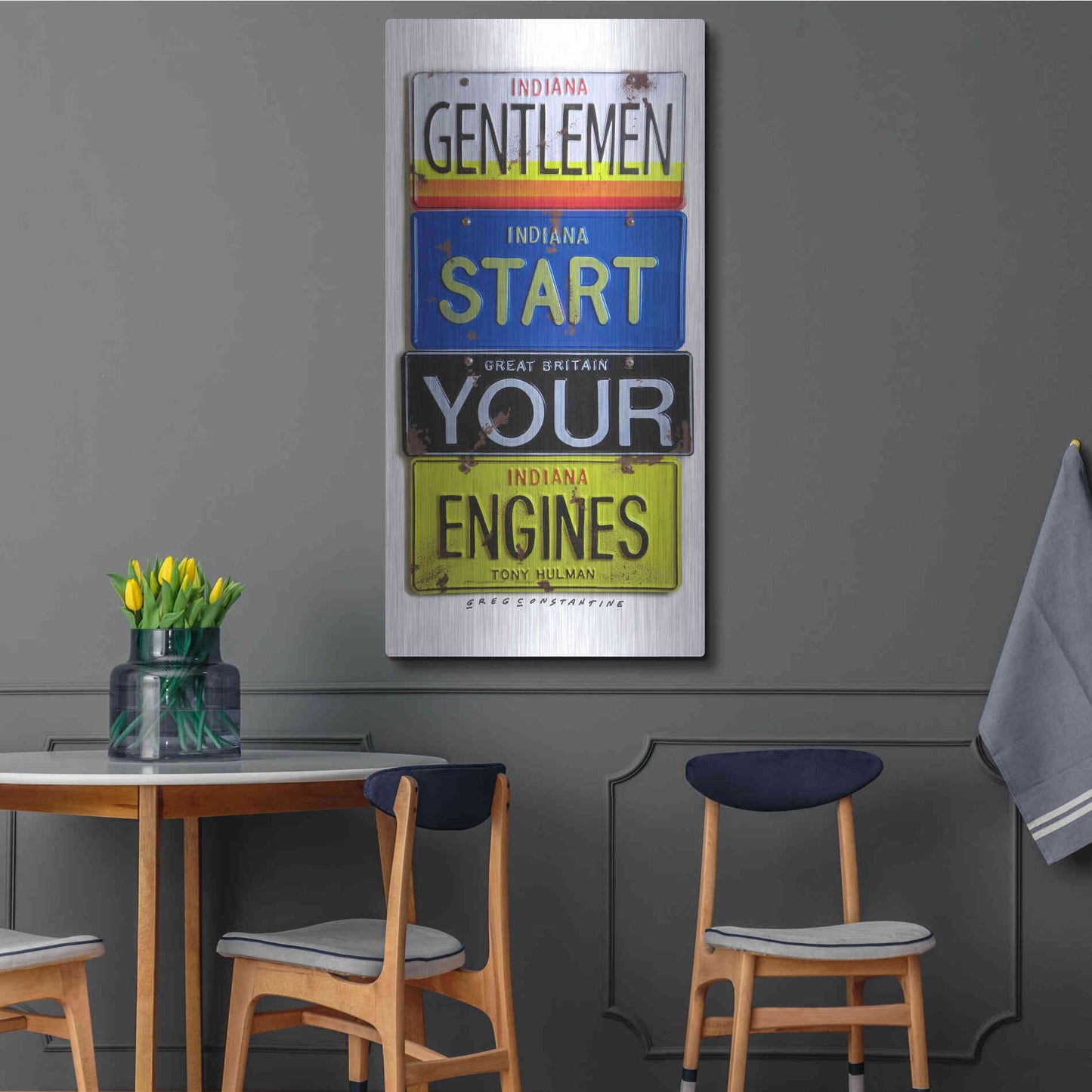 Luxe Metal Art 'Hulman Start Your Engines' by Gregory Constantine, Metal Wall Art,24x48