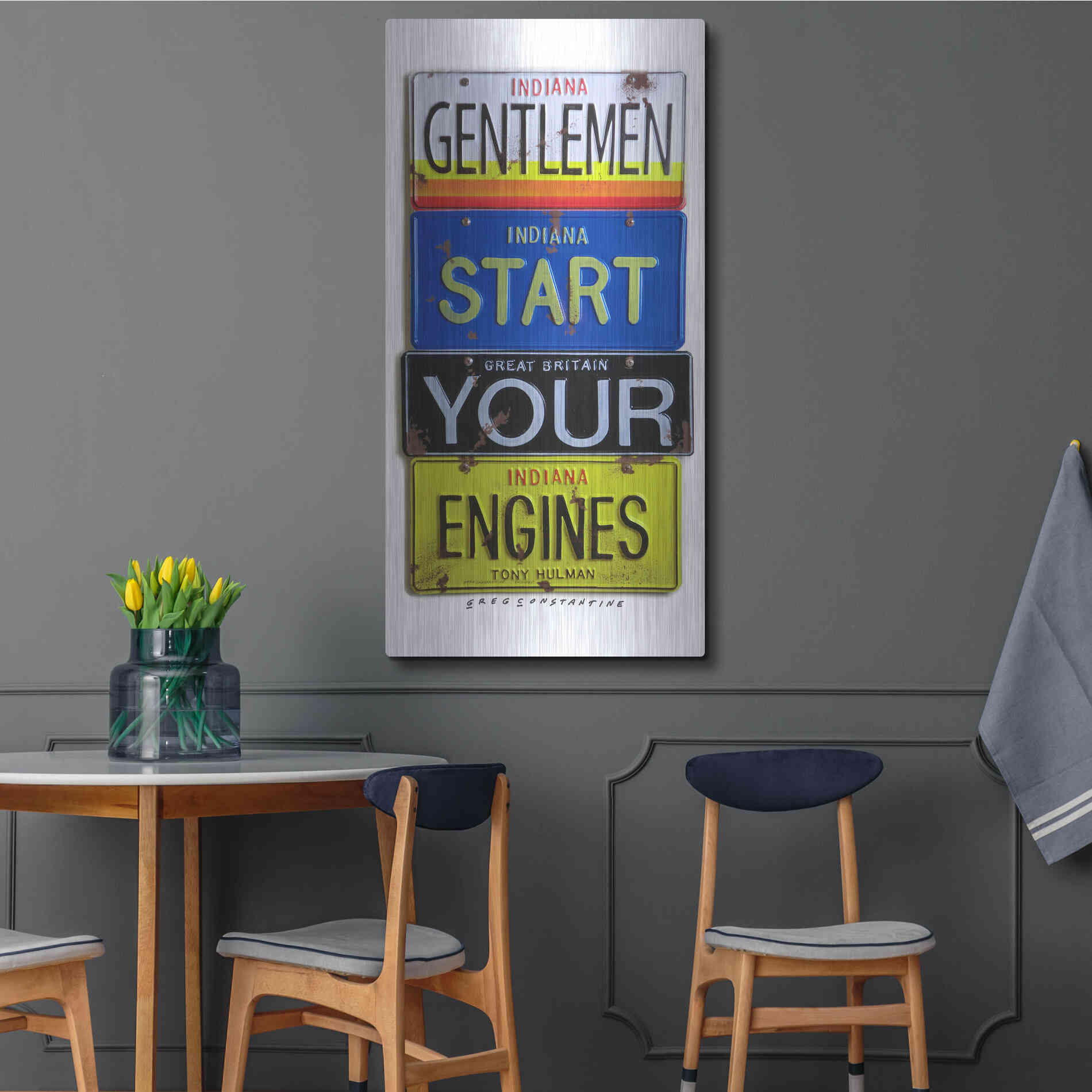 Luxe Metal Art 'Hulman Start Your Engines' by Gregory Constantine, Metal Wall Art,24x48