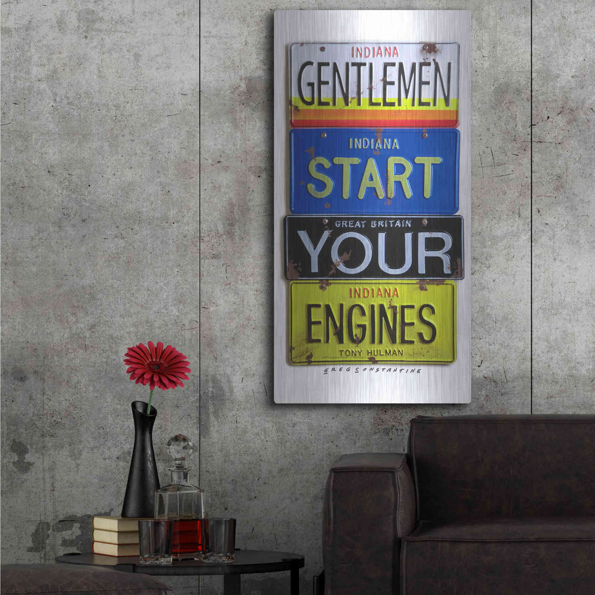 Luxe Metal Art 'Hulman Start Your Engines' by Gregory Constantine, Metal Wall Art,24x48