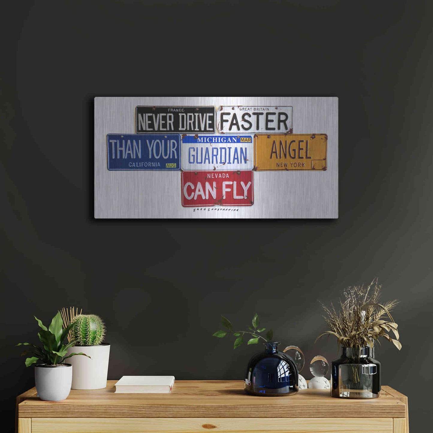 Luxe Metal Art 'Guardian Angel' by Gregory Constantine, Metal Wall Art,24x12