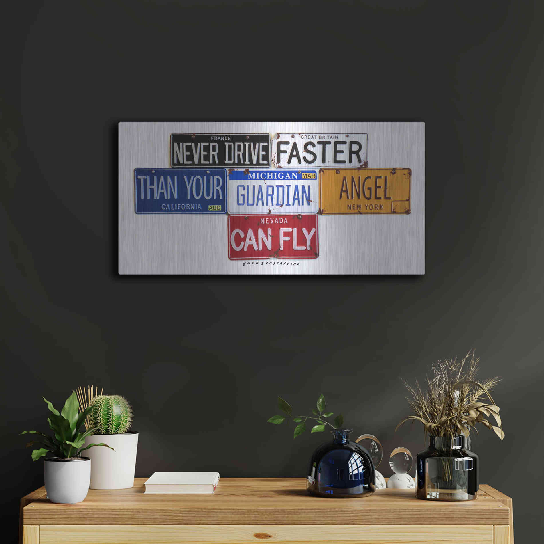 Luxe Metal Art 'Guardian Angel' by Gregory Constantine, Metal Wall Art,24x12