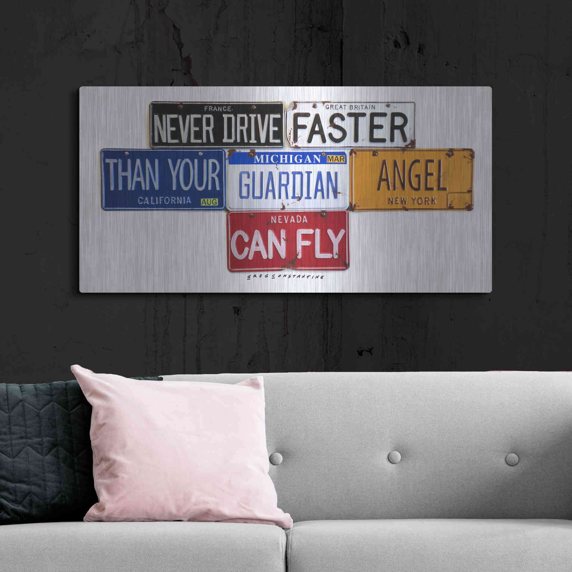 Luxe Metal Art 'Guardian Angel' by Gregory Constantine, Metal Wall Art,48x24