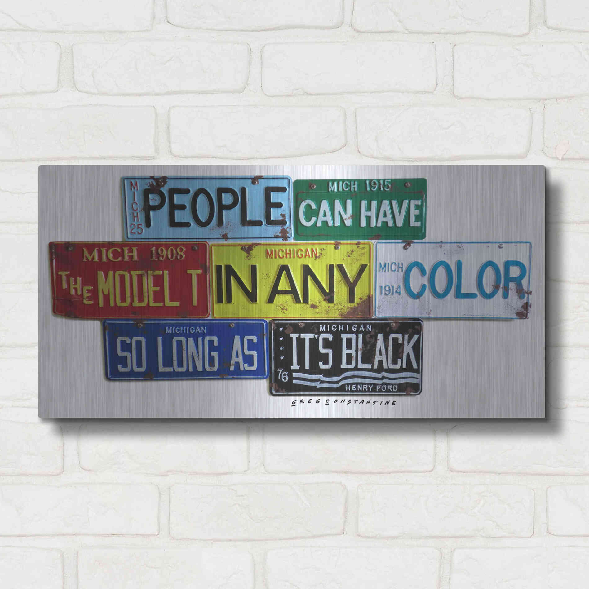 Luxe Metal Art 'Ford Model T In Black' by Gregory Constantine, Metal Wall Art,24x12