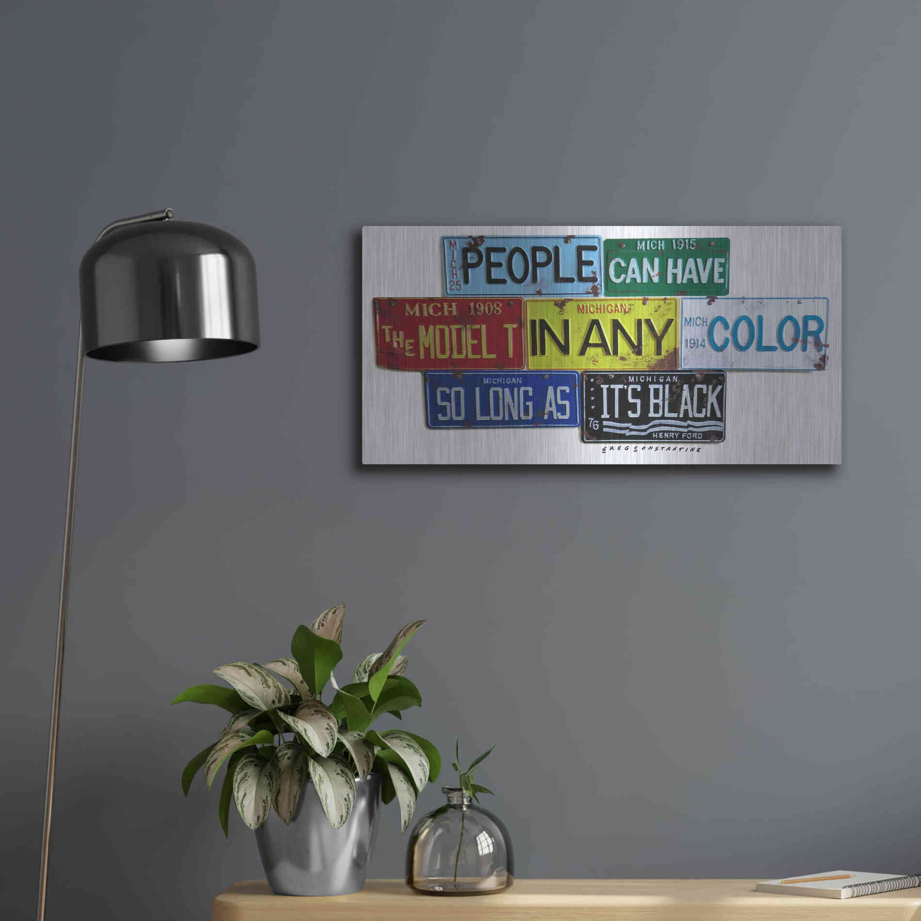 Luxe Metal Art 'Ford Model T In Black' by Gregory Constantine, Metal Wall Art,24x12
