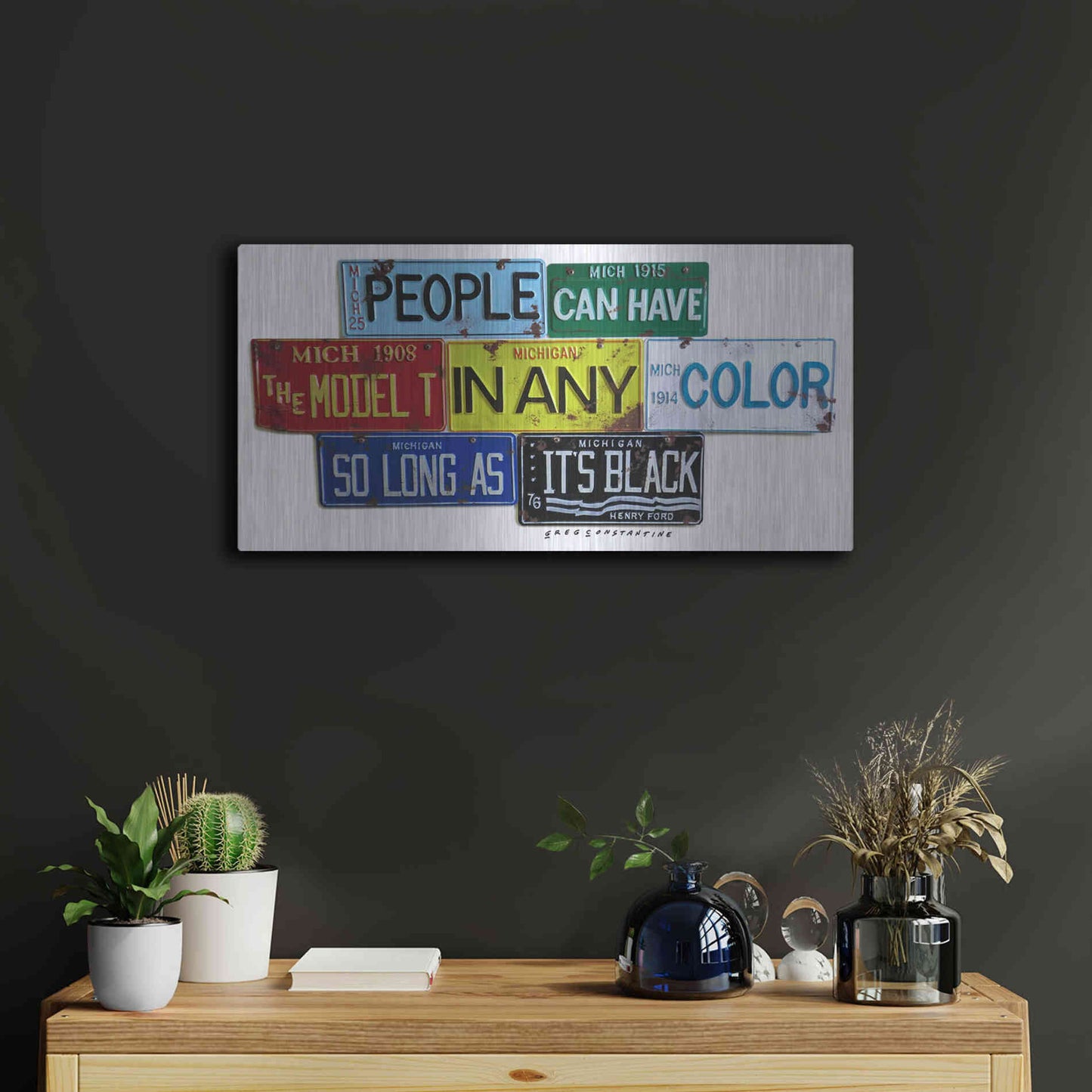 Luxe Metal Art 'Ford Model T In Black' by Gregory Constantine, Metal Wall Art,24x12