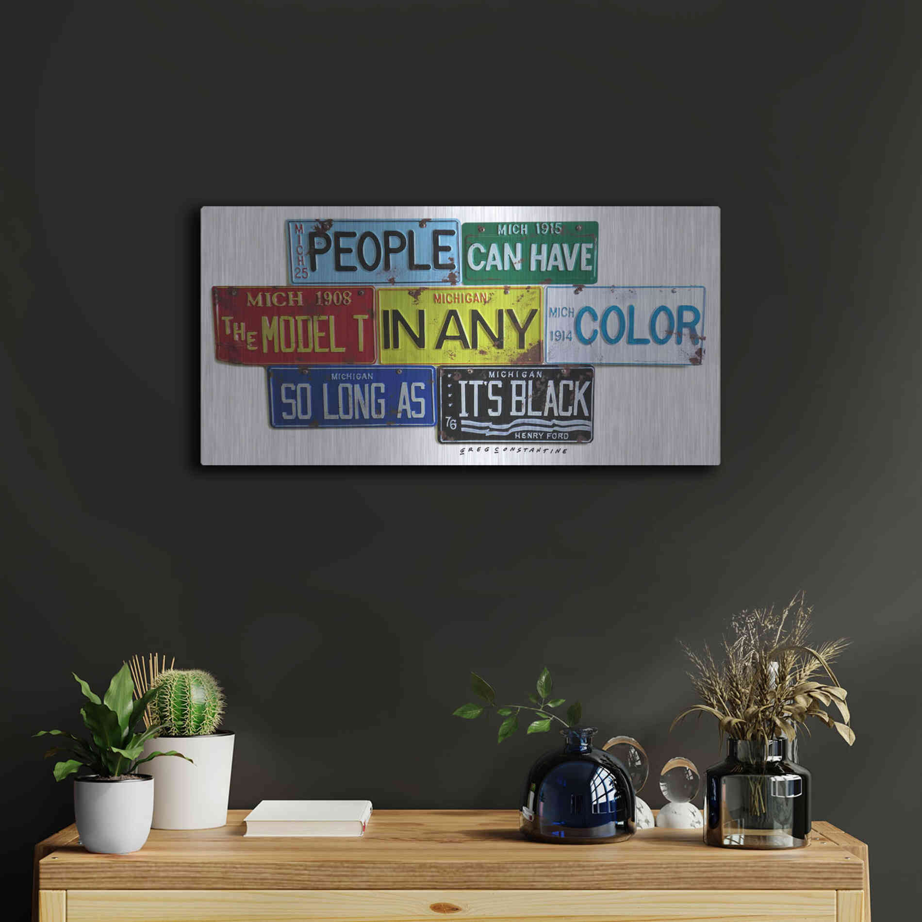 Luxe Metal Art 'Ford Model T In Black' by Gregory Constantine, Metal Wall Art,24x12