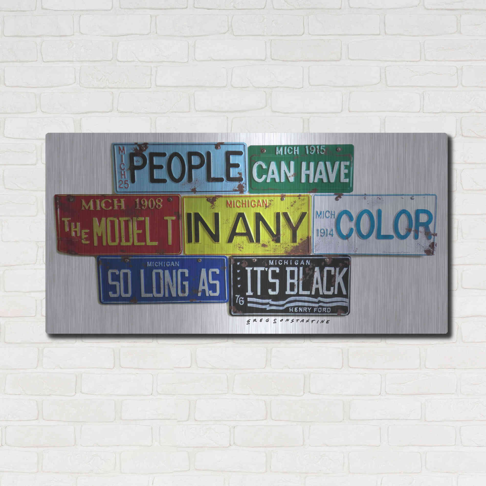 Luxe Metal Art 'Ford Model T In Black' by Gregory Constantine, Metal Wall Art,48x24
