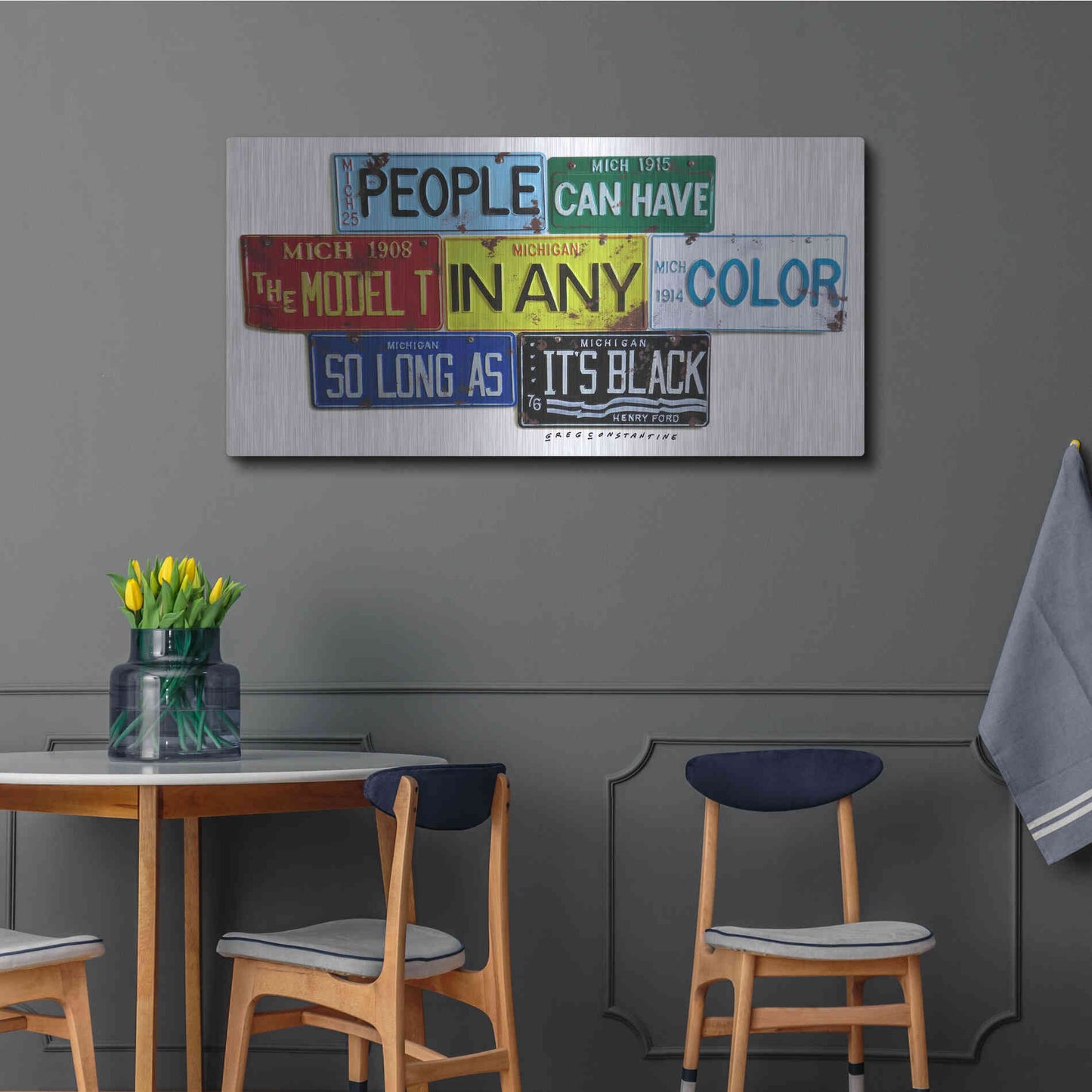 Luxe Metal Art 'Ford Model T In Black' by Gregory Constantine, Metal Wall Art,48x24