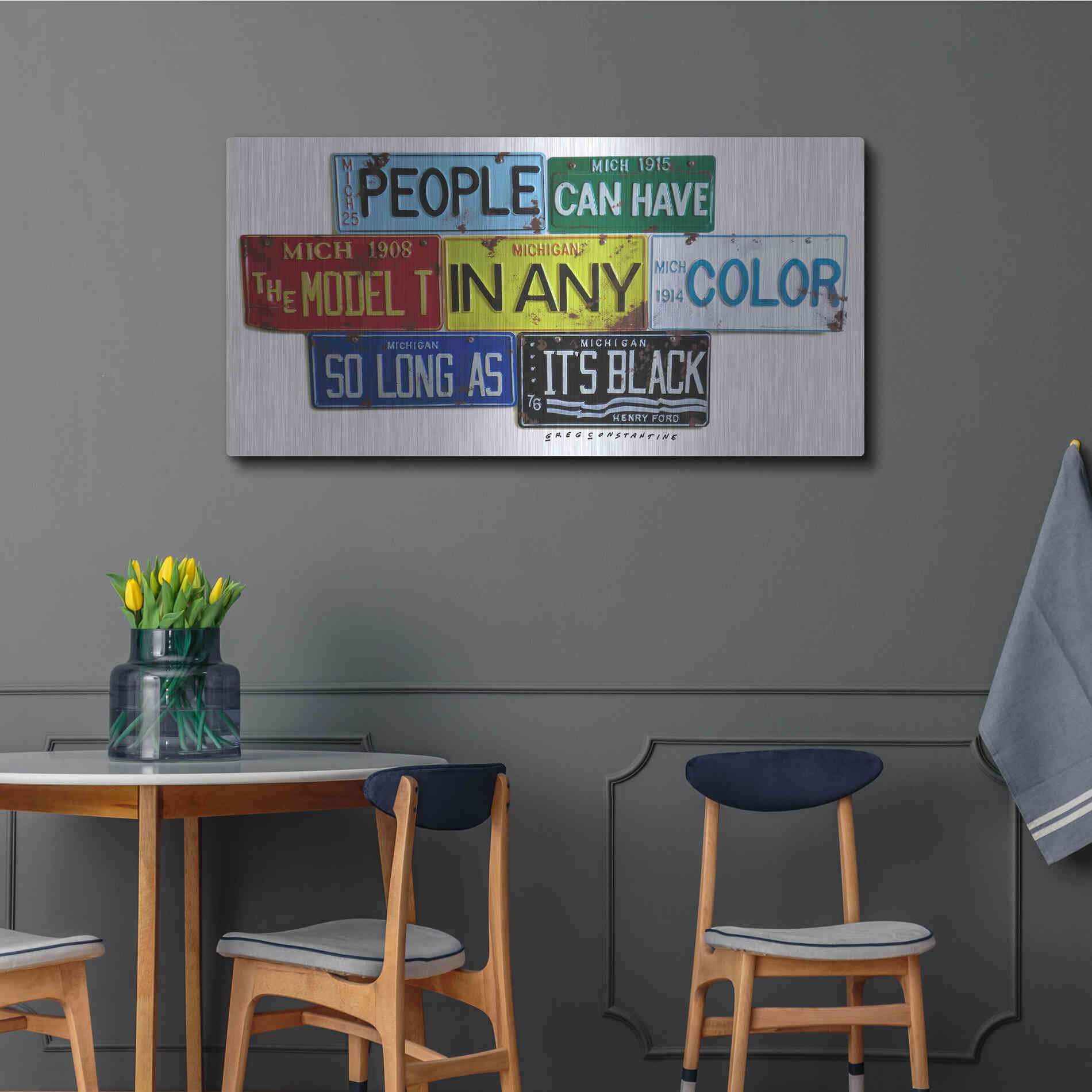 Luxe Metal Art 'Ford Model T In Black' by Gregory Constantine, Metal Wall Art,48x24