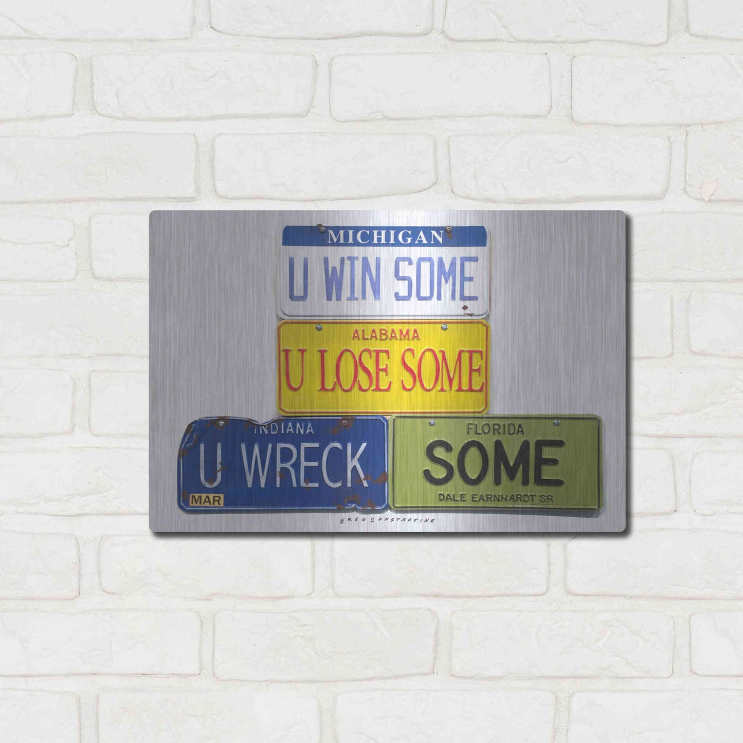 Luxe Metal Art 'Earnhardt U Wreck Some' by Gregory Constantine, Metal Wall Art,16x12