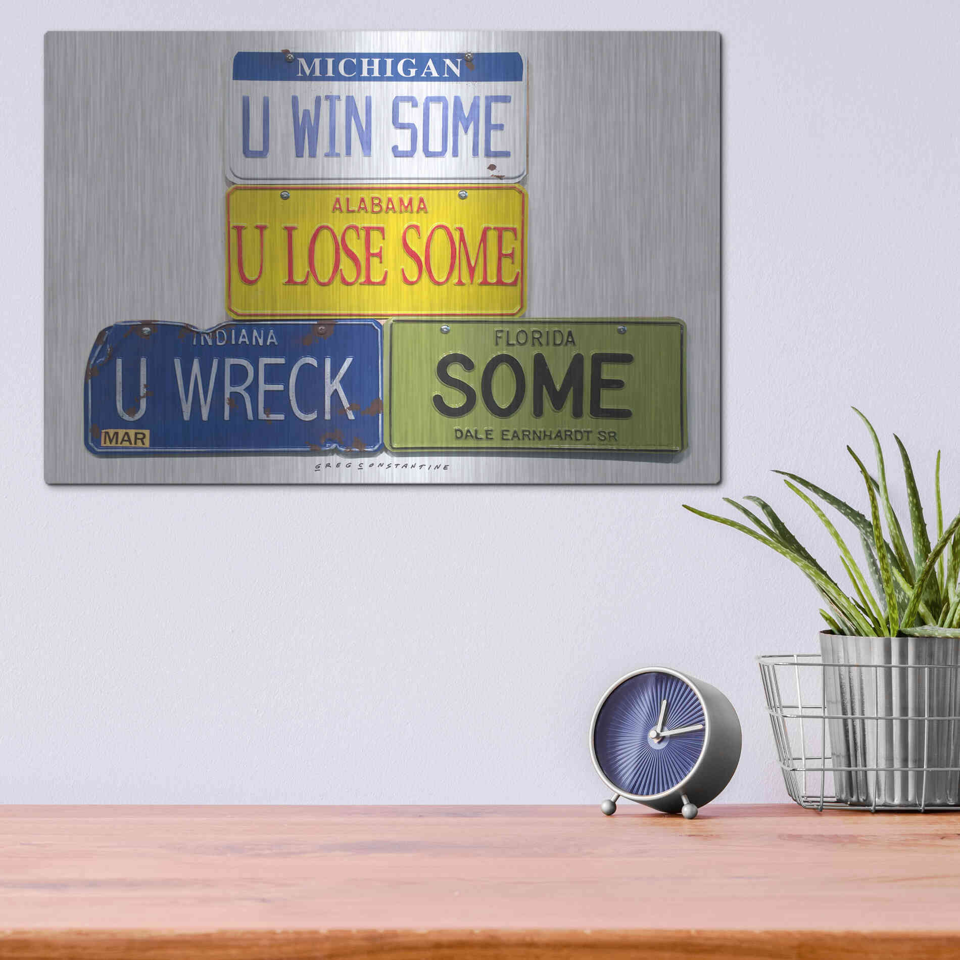 Luxe Metal Art 'Earnhardt U Wreck Some' by Gregory Constantine, Metal Wall Art,16x12