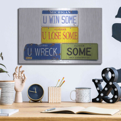 Luxe Metal Art 'Earnhardt U Wreck Some' by Gregory Constantine, Metal Wall Art,16x12