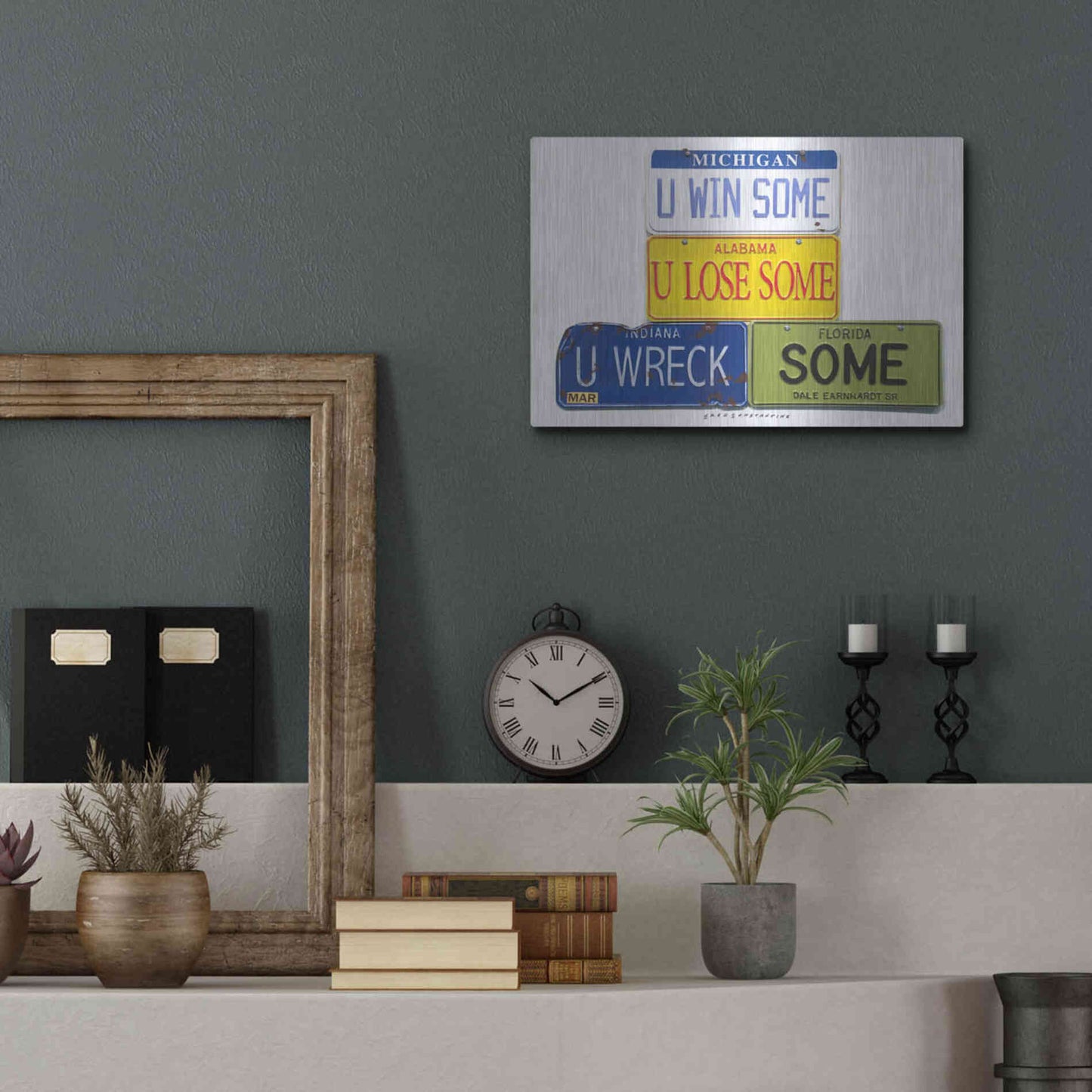 Luxe Metal Art 'Earnhardt U Wreck Some' by Gregory Constantine, Metal Wall Art,16x12