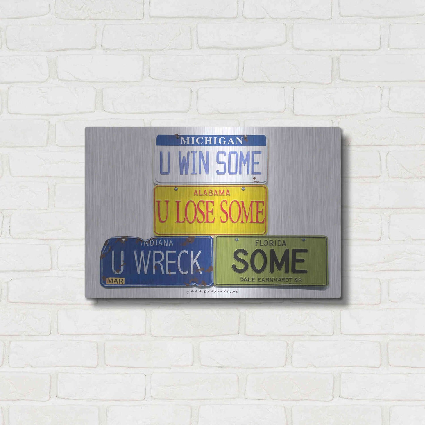 Luxe Metal Art 'Earnhardt U Wreck Some' by Gregory Constantine, Metal Wall Art,24x16