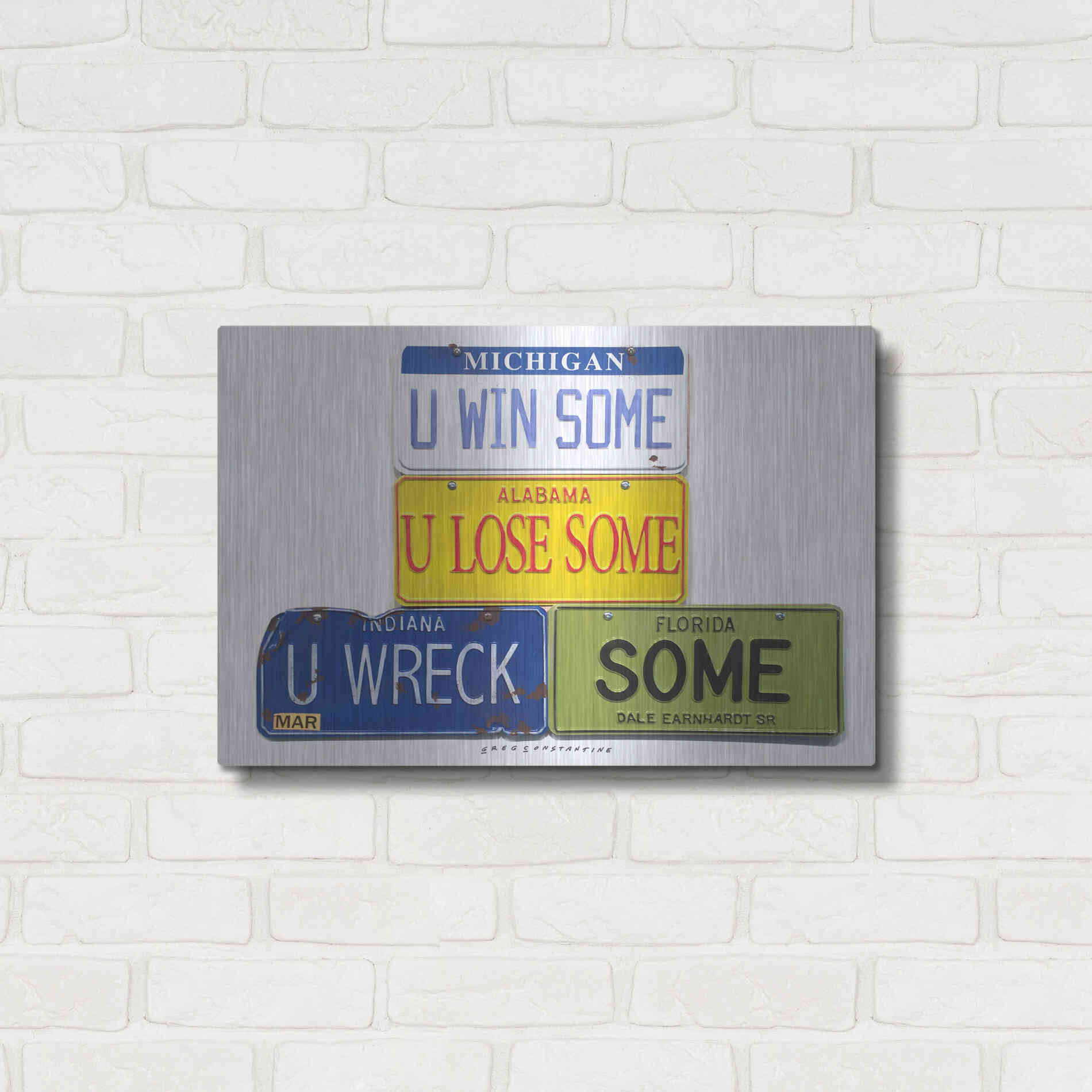 Luxe Metal Art 'Earnhardt U Wreck Some' by Gregory Constantine, Metal Wall Art,24x16