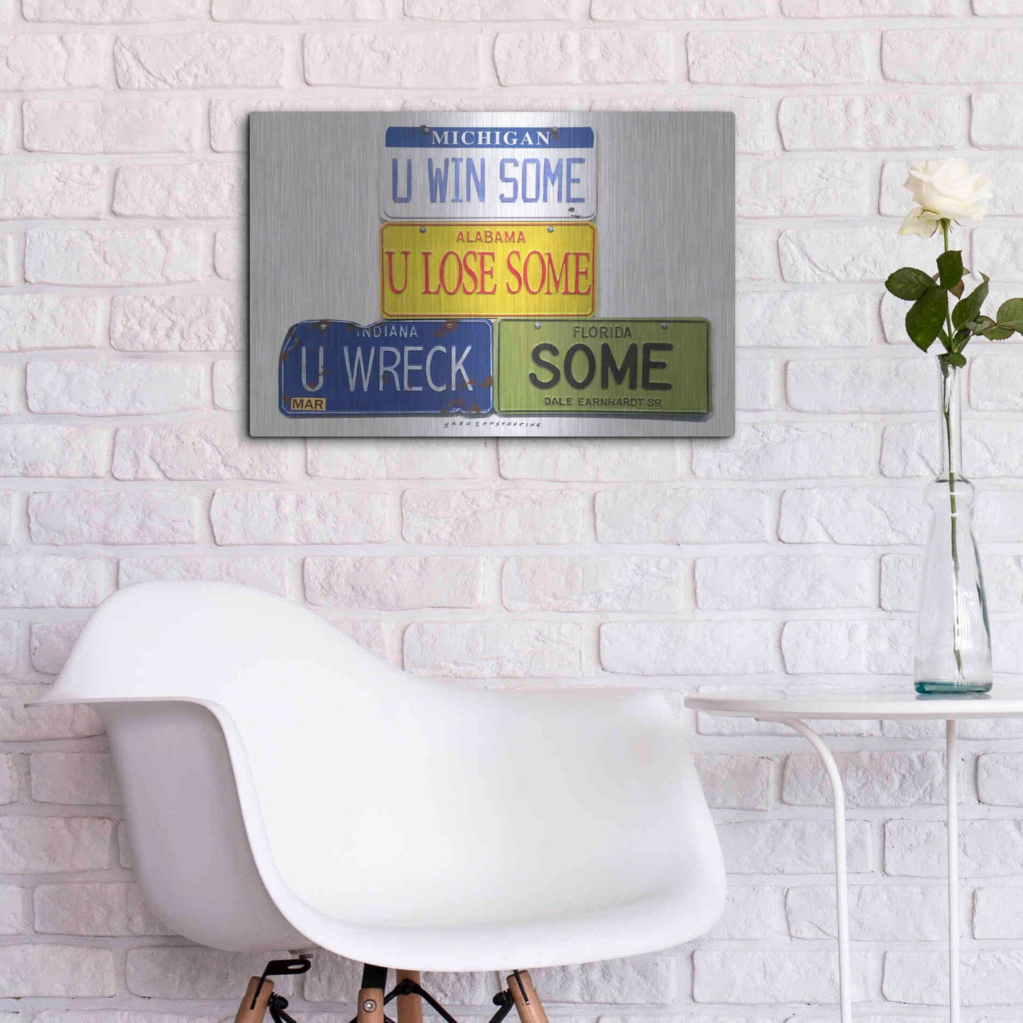 Luxe Metal Art 'Earnhardt U Wreck Some' by Gregory Constantine, Metal Wall Art,24x16