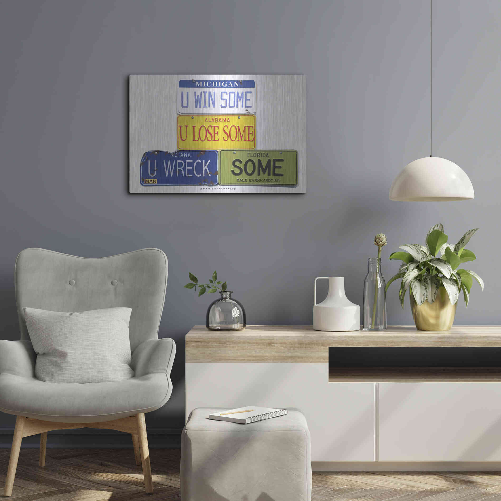 Luxe Metal Art 'Earnhardt U Wreck Some' by Gregory Constantine, Metal Wall Art,24x16