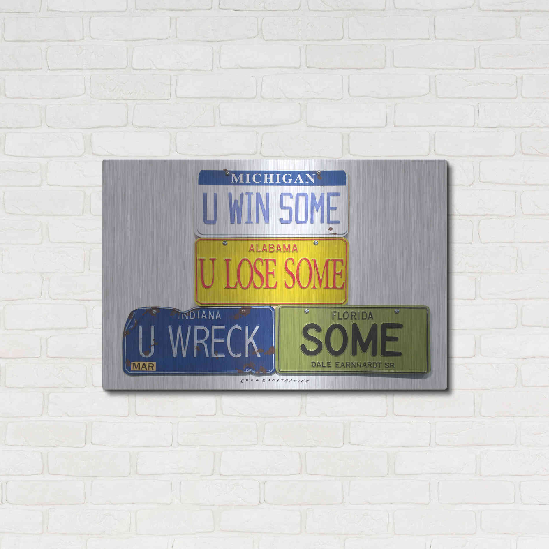 Luxe Metal Art 'Earnhardt U Wreck Some' by Gregory Constantine, Metal Wall Art,36x24