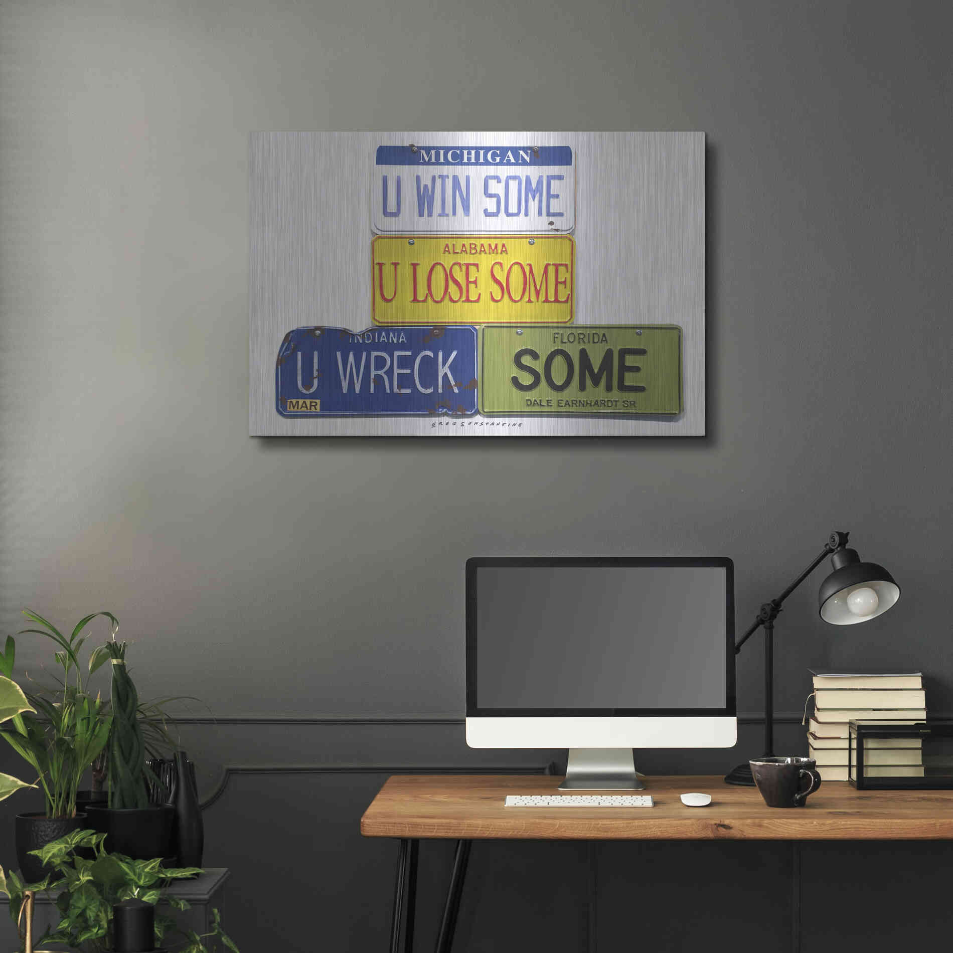 Luxe Metal Art 'Earnhardt U Wreck Some' by Gregory Constantine, Metal Wall Art,36x24