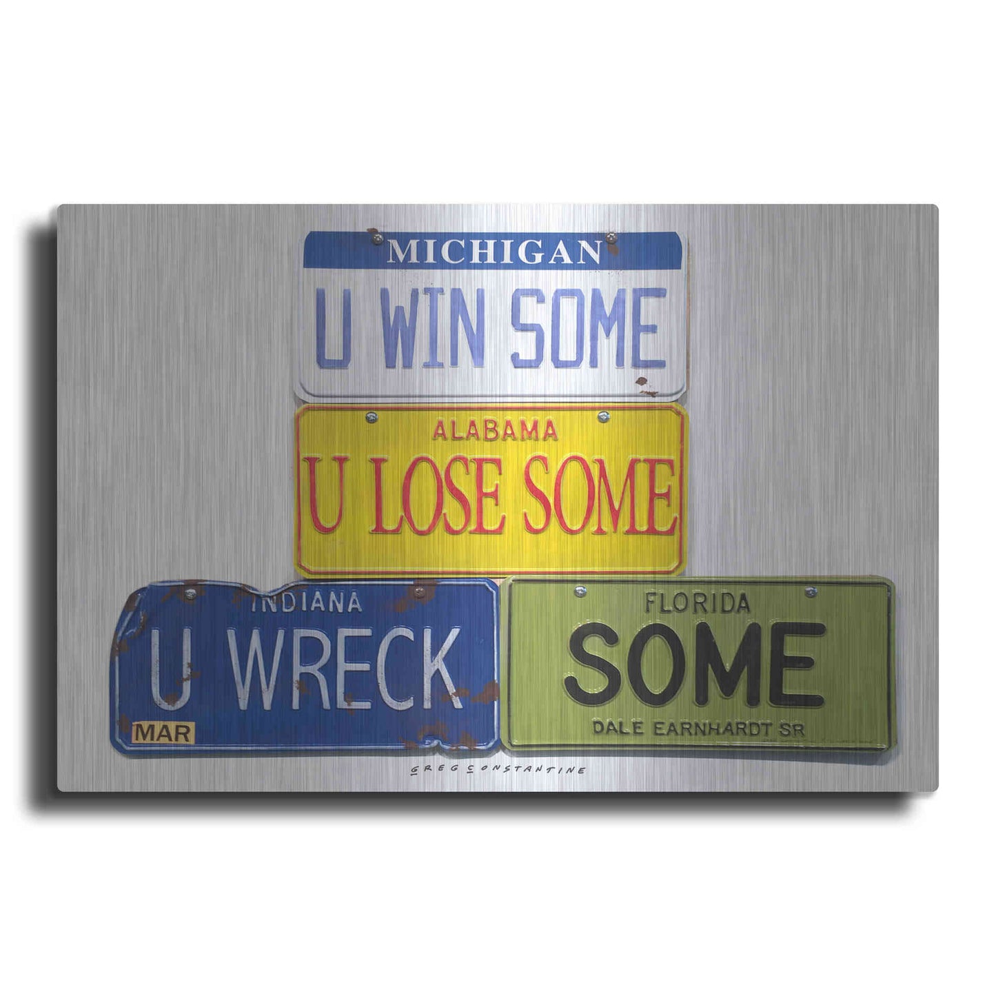 Luxe Metal Art 'Earnhardt U Wreck Some' by Gregory Constantine, Metal Wall Art