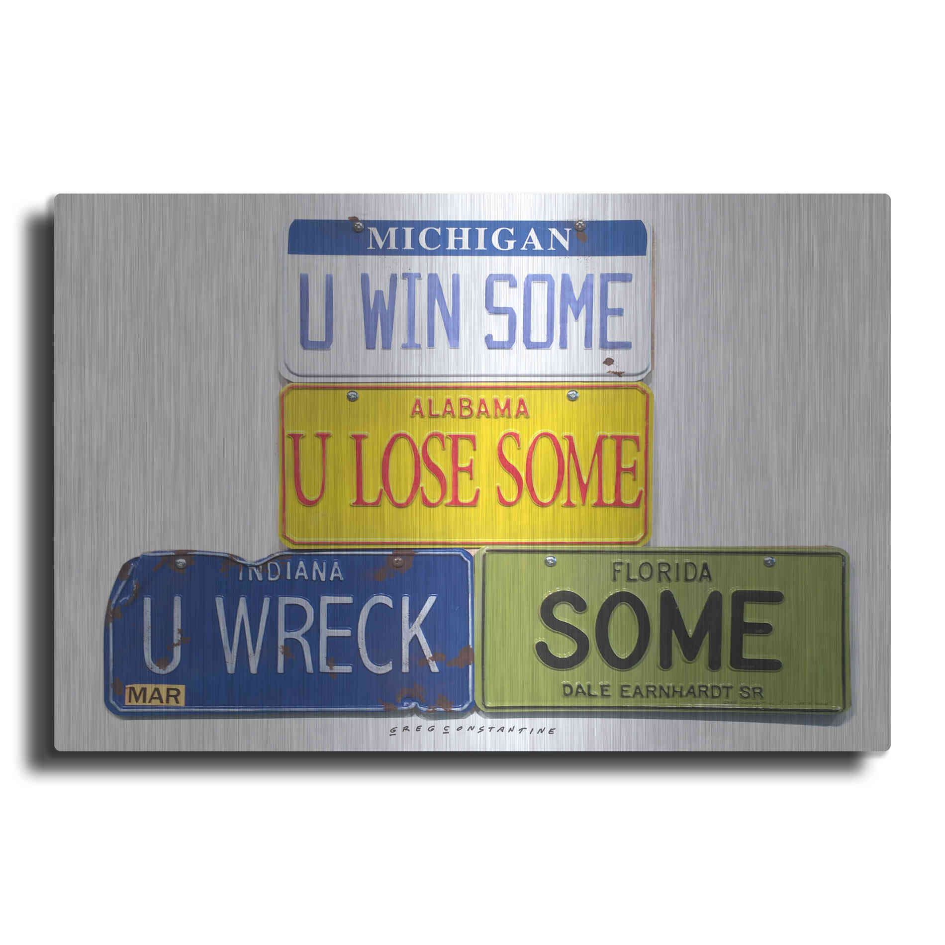 Luxe Metal Art 'Earnhardt U Wreck Some' by Gregory Constantine, Metal Wall Art