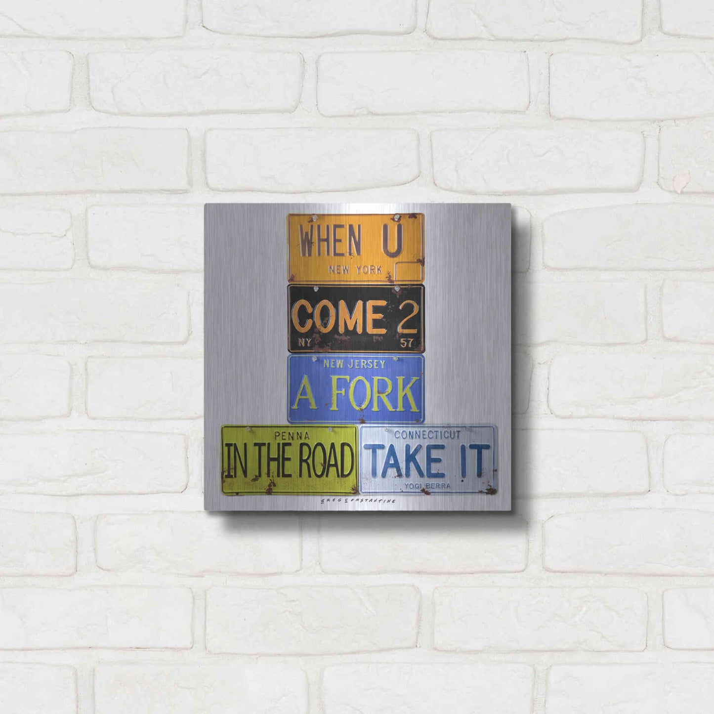 Luxe Metal Art 'Berra Fork In The Road' by Gregory Constantine, Metal Wall Art,12x12