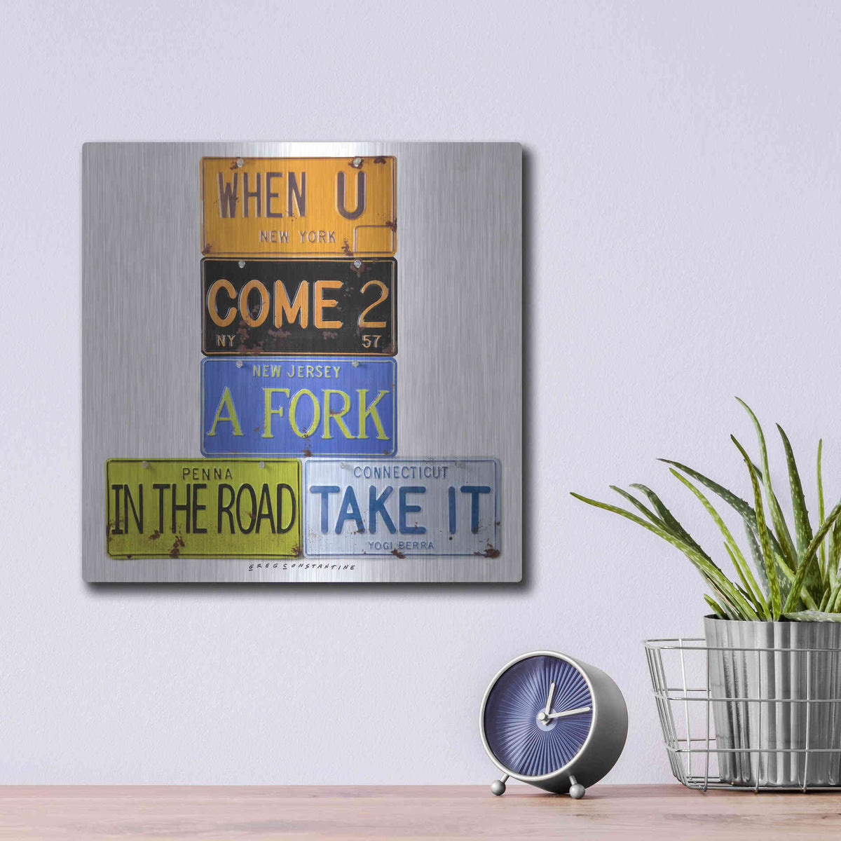 Luxe Metal Art 'Berra Fork In The Road' by Gregory Constantine, Metal Wall Art,12x12