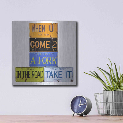 Luxe Metal Art 'Berra Fork In The Road' by Gregory Constantine, Metal Wall Art,12x12