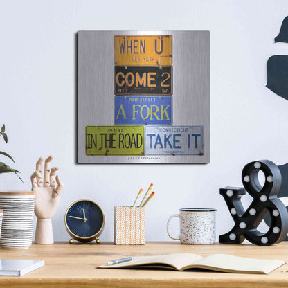 Luxe Metal Art 'Berra Fork In The Road' by Gregory Constantine, Metal Wall Art,12x12