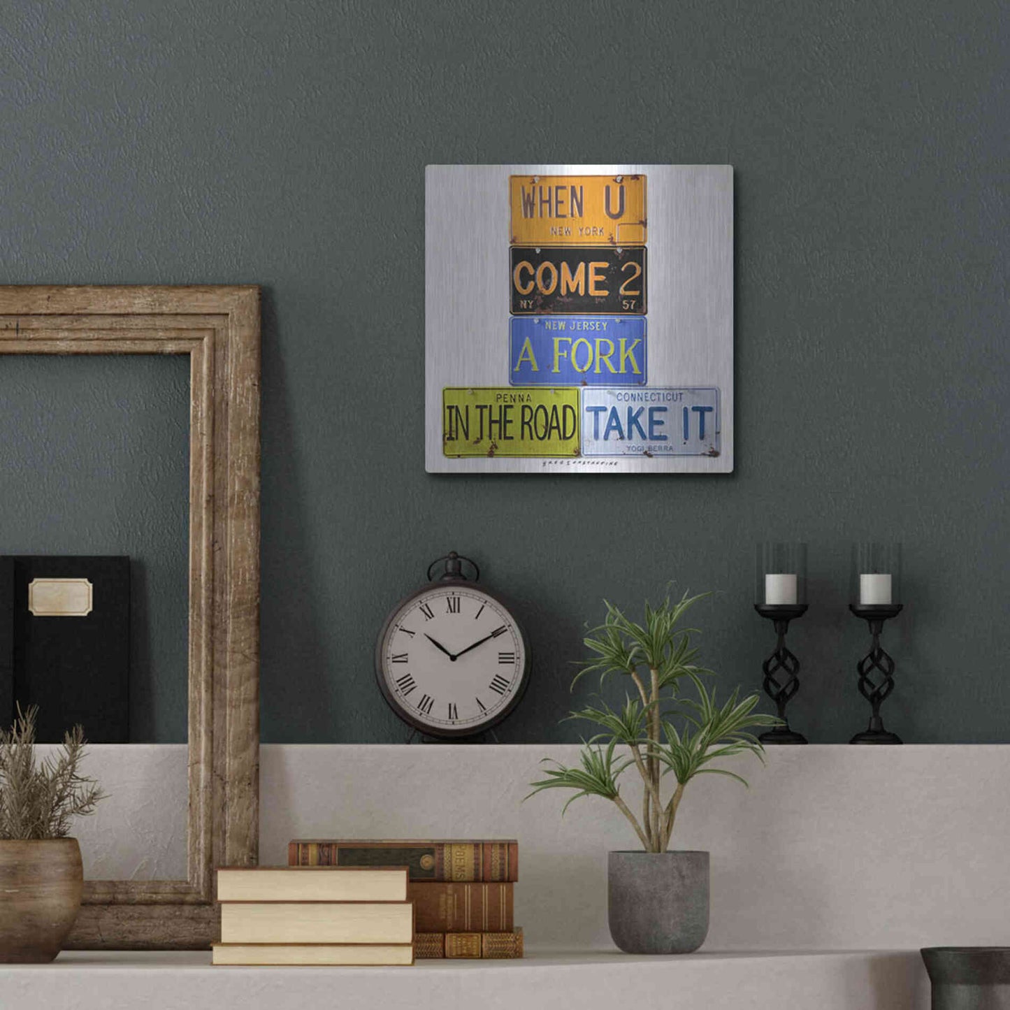 Luxe Metal Art 'Berra Fork In The Road' by Gregory Constantine, Metal Wall Art,12x12