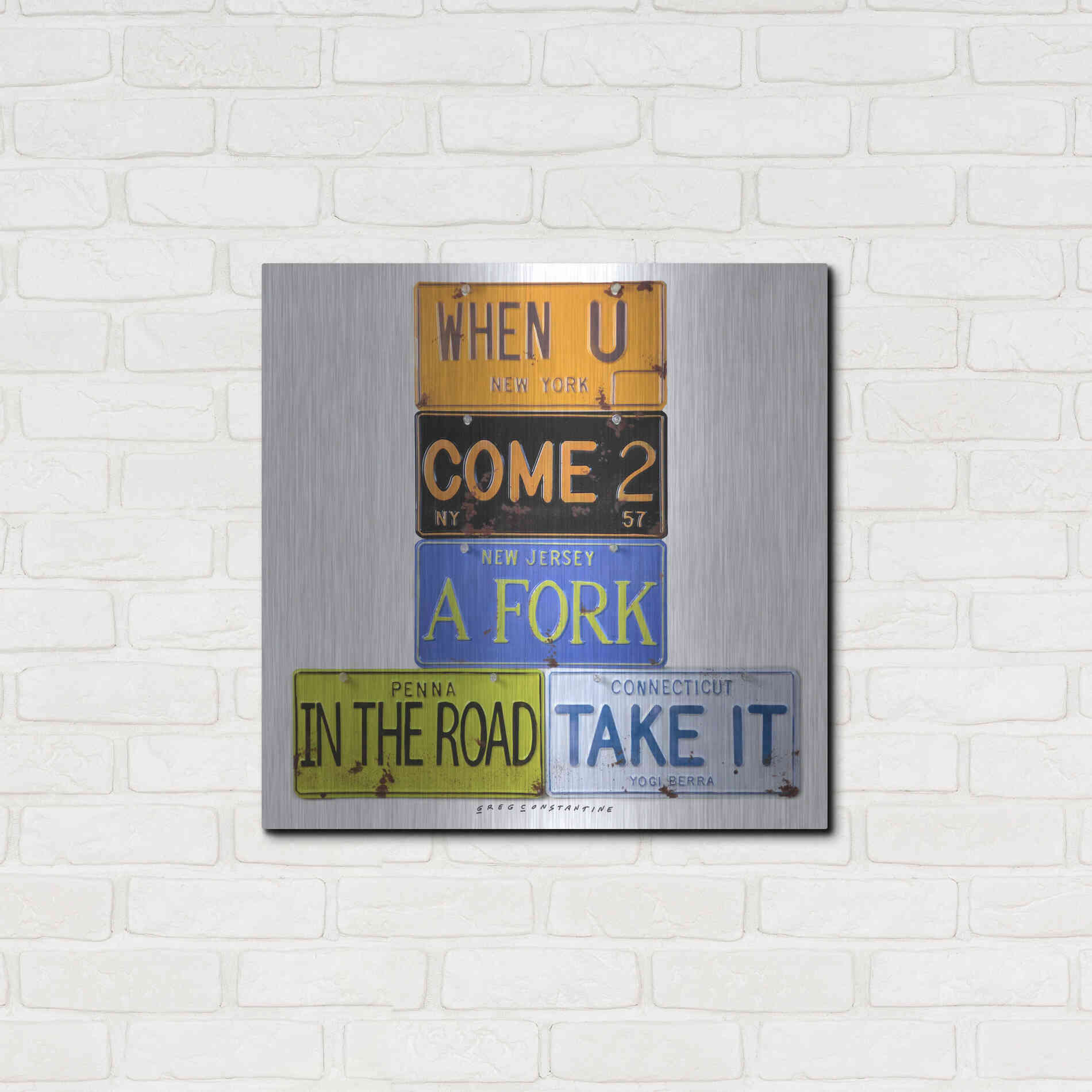 Luxe Metal Art 'Berra Fork In The Road' by Gregory Constantine, Metal Wall Art,24x24