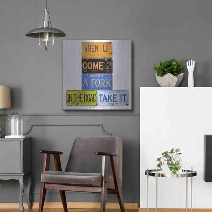 Luxe Metal Art 'Berra Fork In The Road' by Gregory Constantine, Metal Wall Art,24x24