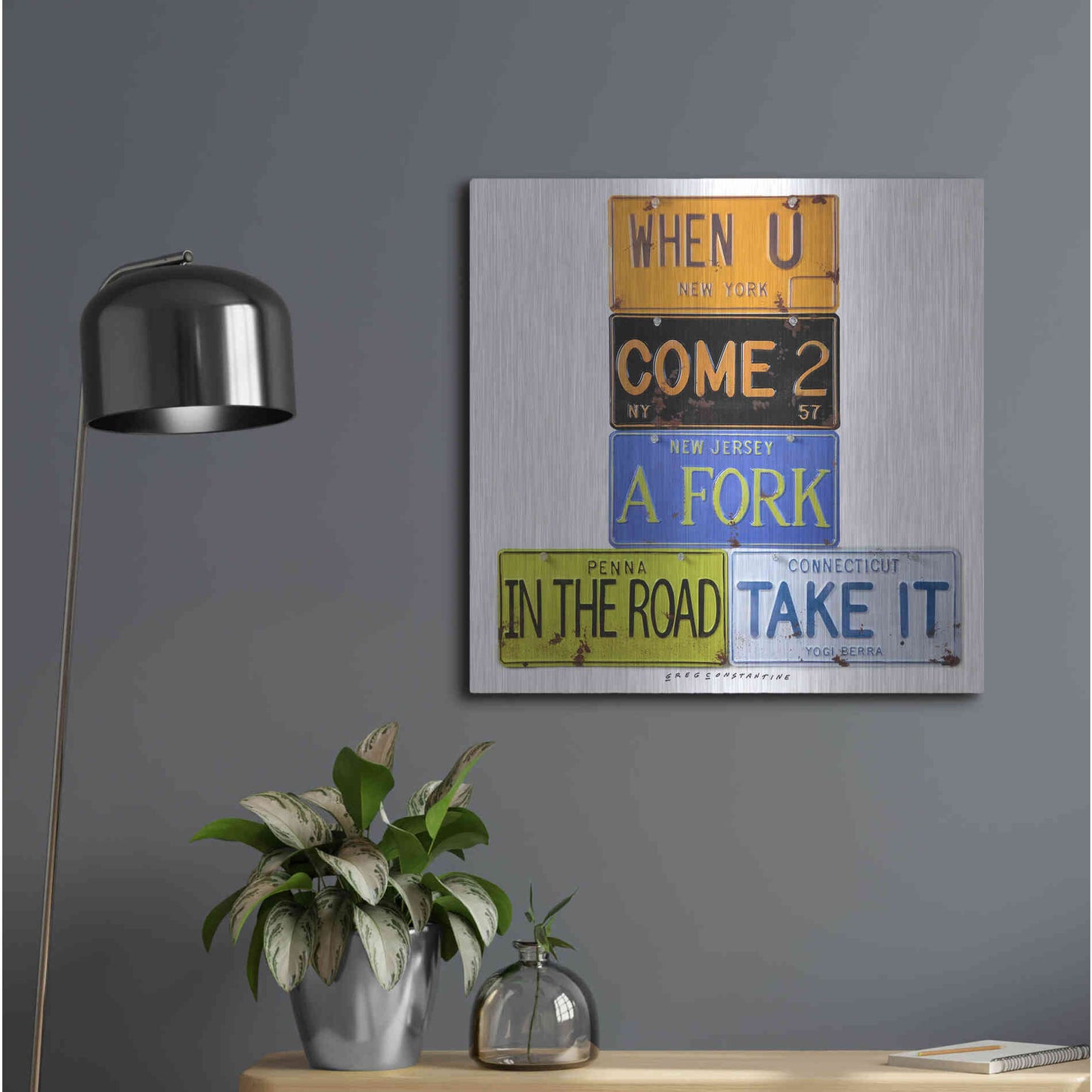 Luxe Metal Art 'Berra Fork In The Road' by Gregory Constantine, Metal Wall Art,24x24