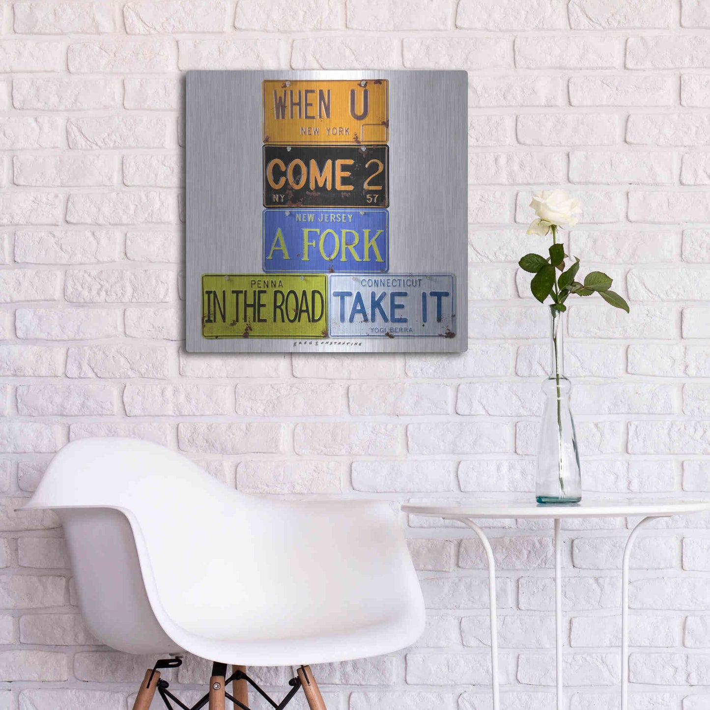 Luxe Metal Art 'Berra Fork In The Road' by Gregory Constantine, Metal Wall Art,24x24