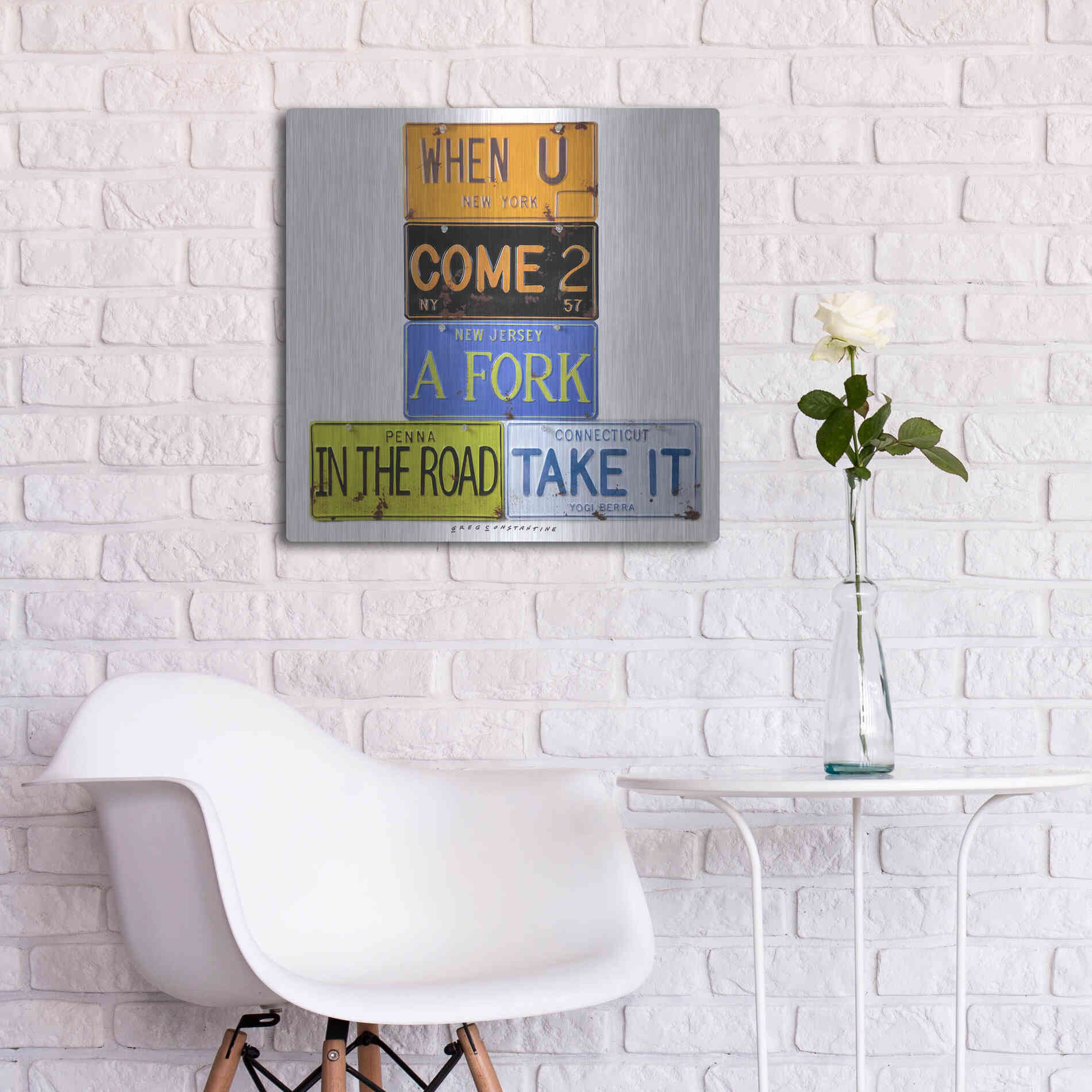 Luxe Metal Art 'Berra Fork In The Road' by Gregory Constantine, Metal Wall Art,24x24