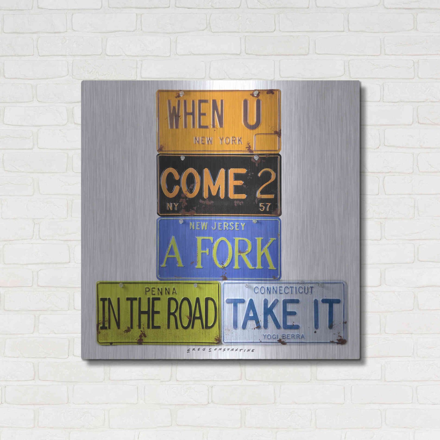 Luxe Metal Art 'Berra Fork In The Road' by Gregory Constantine, Metal Wall Art,36x36